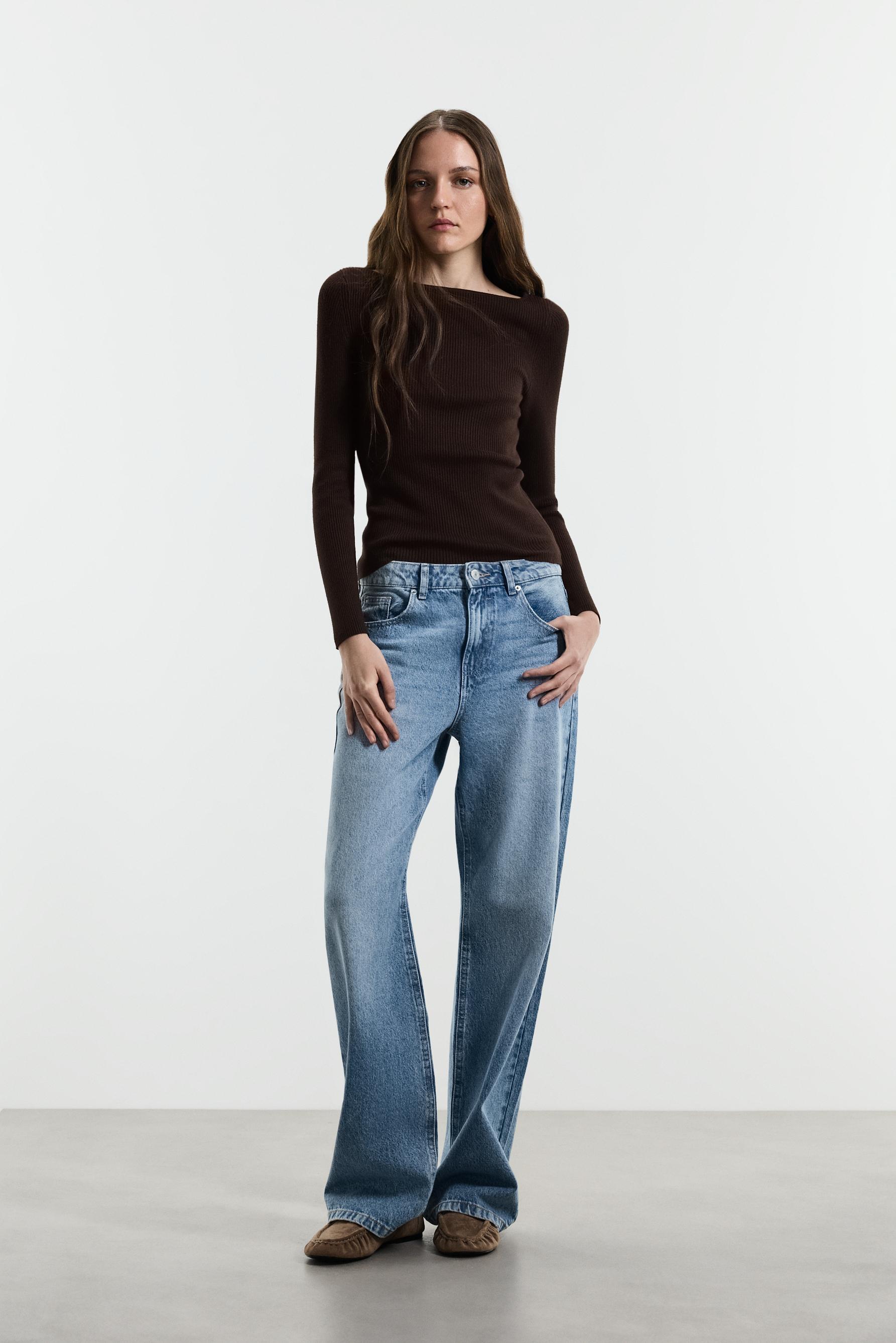 Basic rib sweater — BROWN