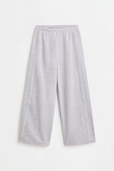 Wide-leg tracksuit trousers with contrast trim — GREY MARL 6