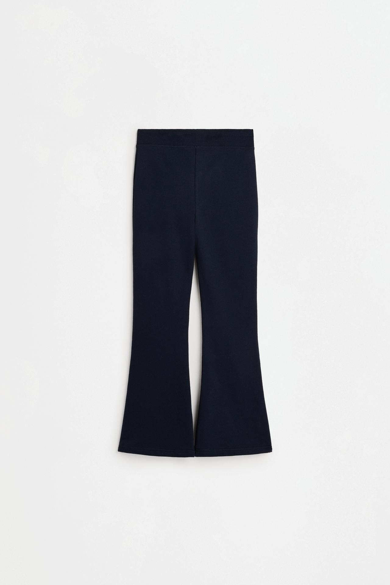 Star print fleece bell bottom leggings — NAVY