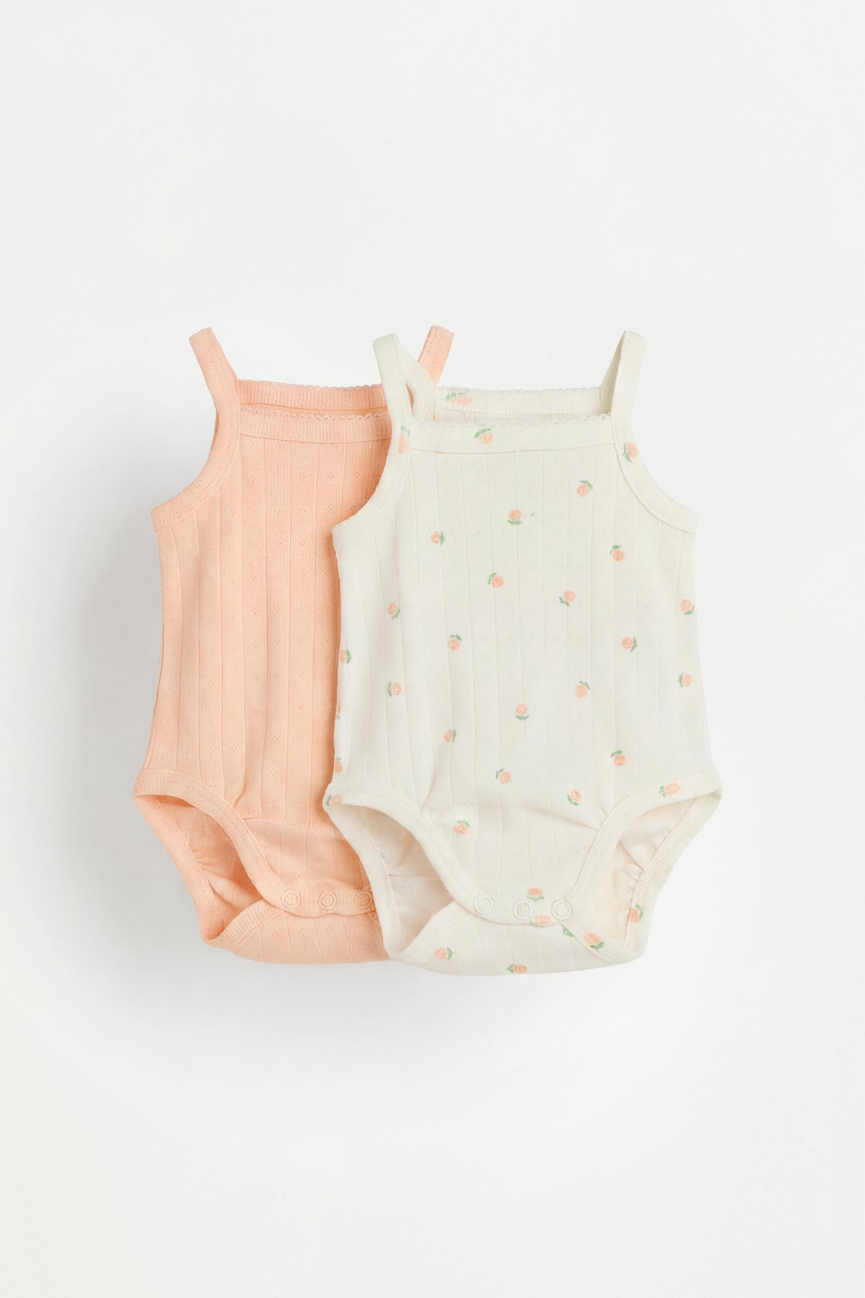 Pack of 2 pointelle strappy bodysuits — LIGHT ORANGE