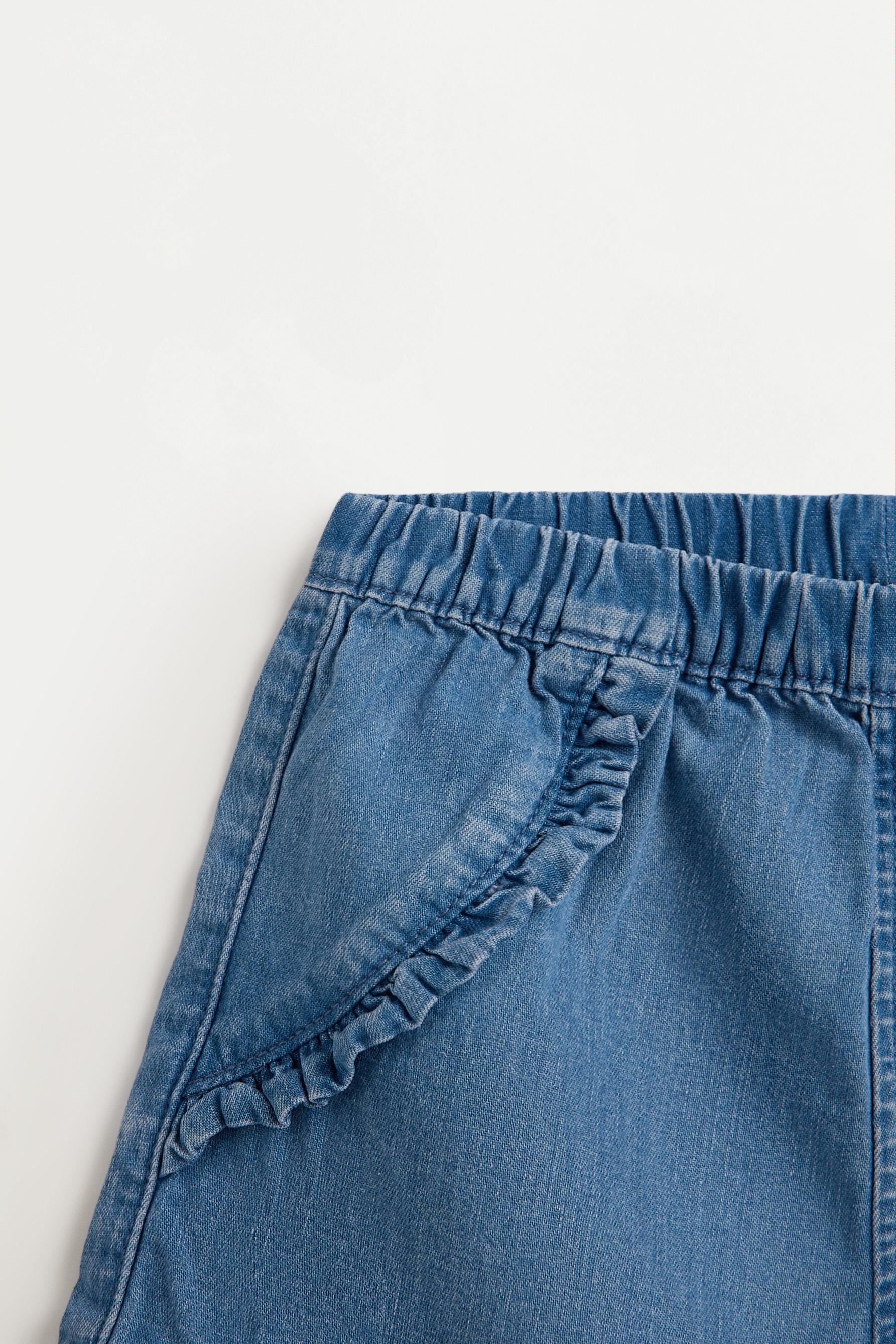 Denim ruffle shorts — PALE BLUE