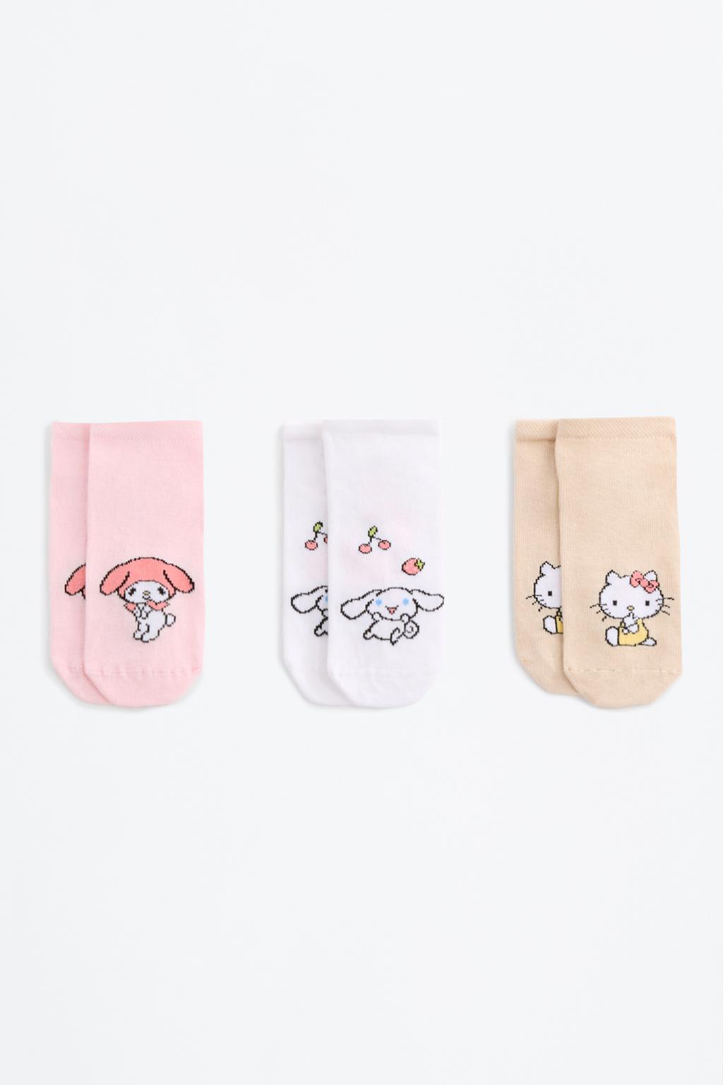 Galtzetinak, 3 pareko paketea, orkatilarainokoak, Hello Kitty ©SANRIO