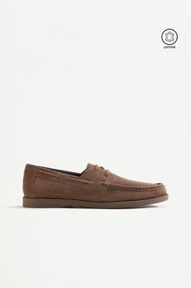 Leather boat shoes — BROWN 1