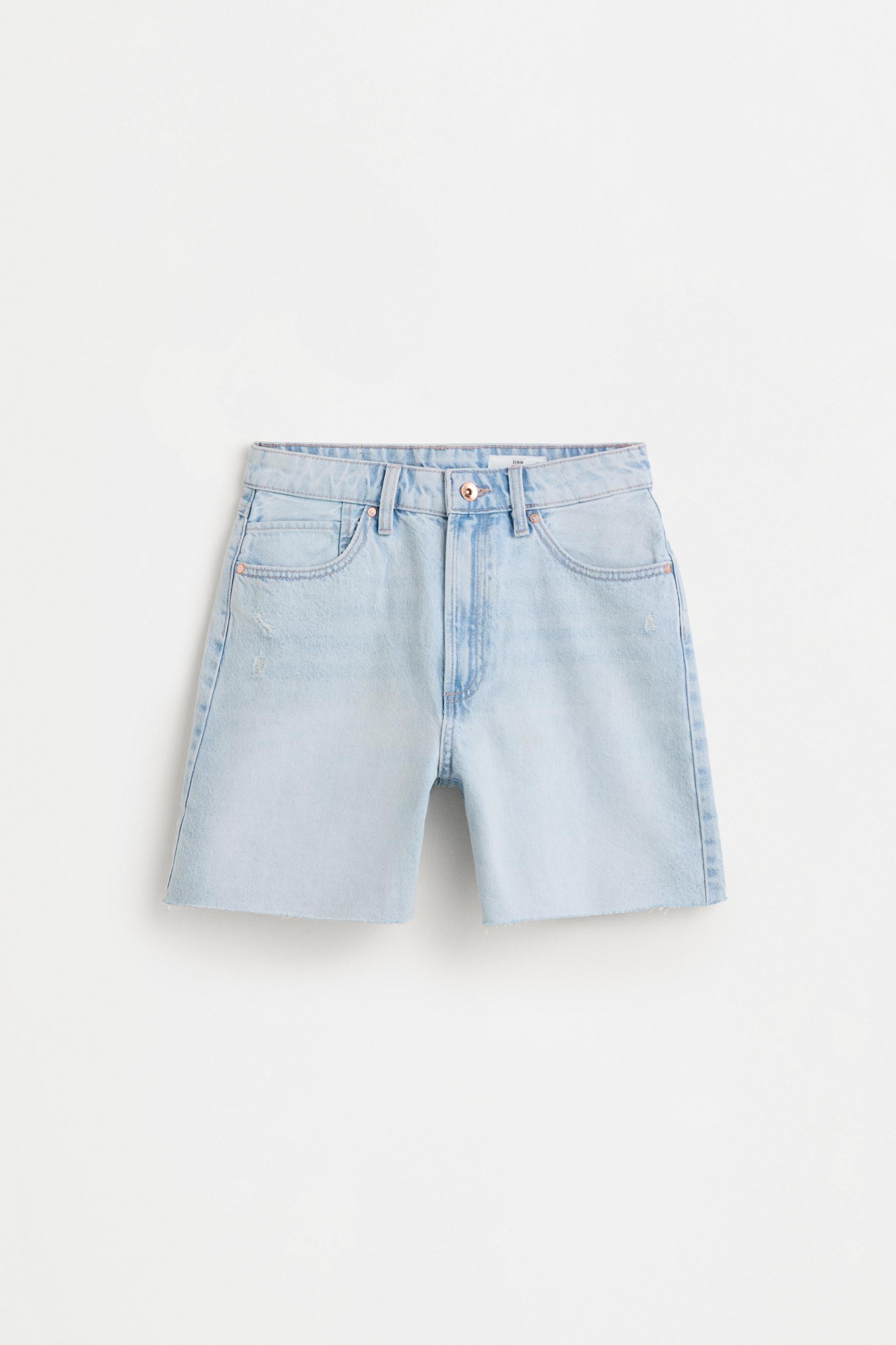 Distressed denim Bermuda shorts — DARK TURQUOISE