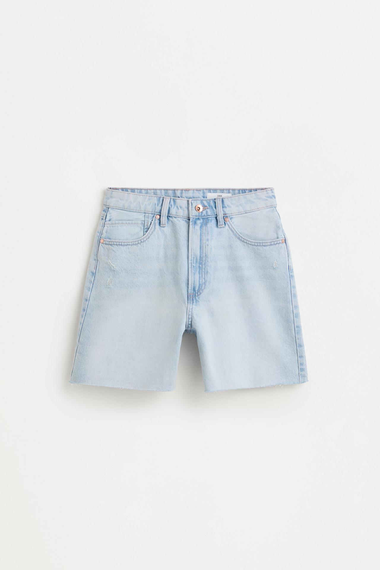 Distressed denim Bermuda shorts — DARK TURQUOISE