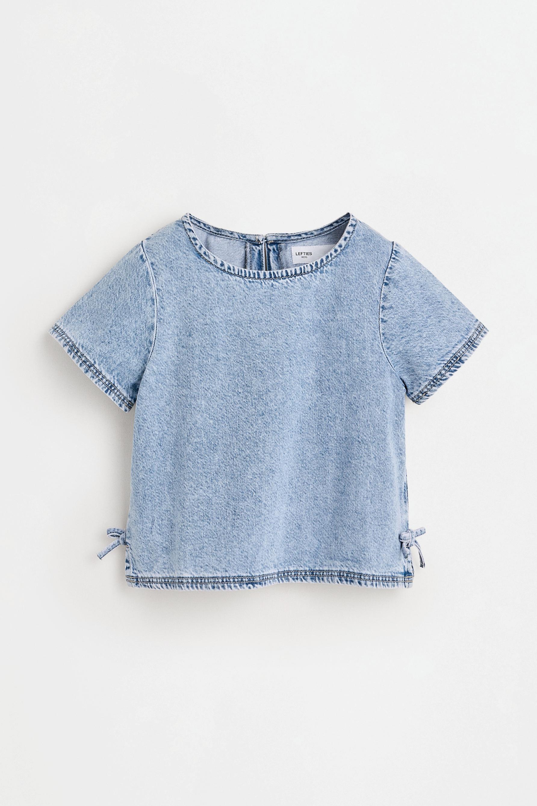Denim top with ties — FADED SKY BLUE