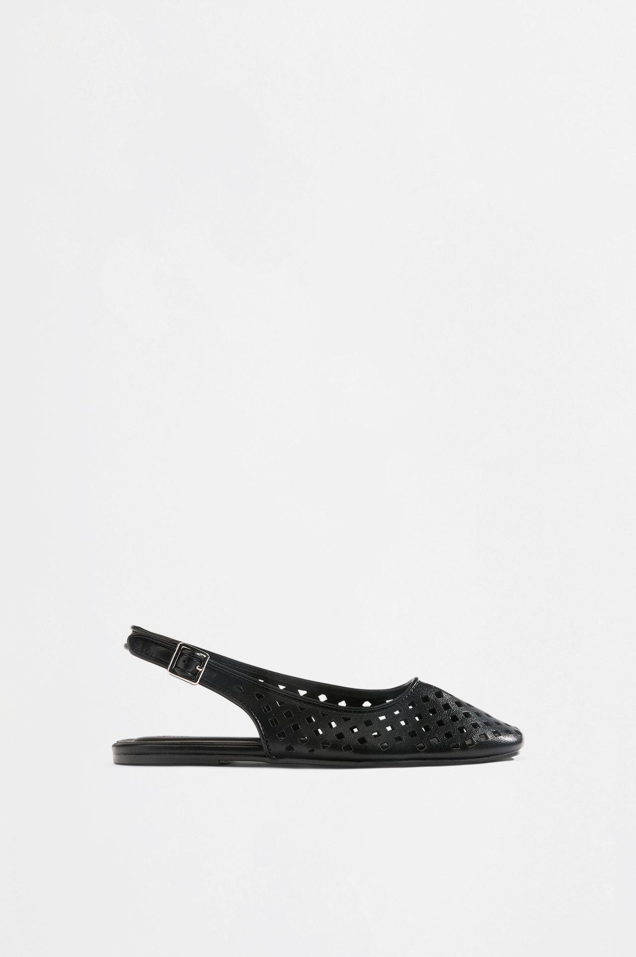 OPENWORK SLINGBACK BALLET FLATS — BLACK
