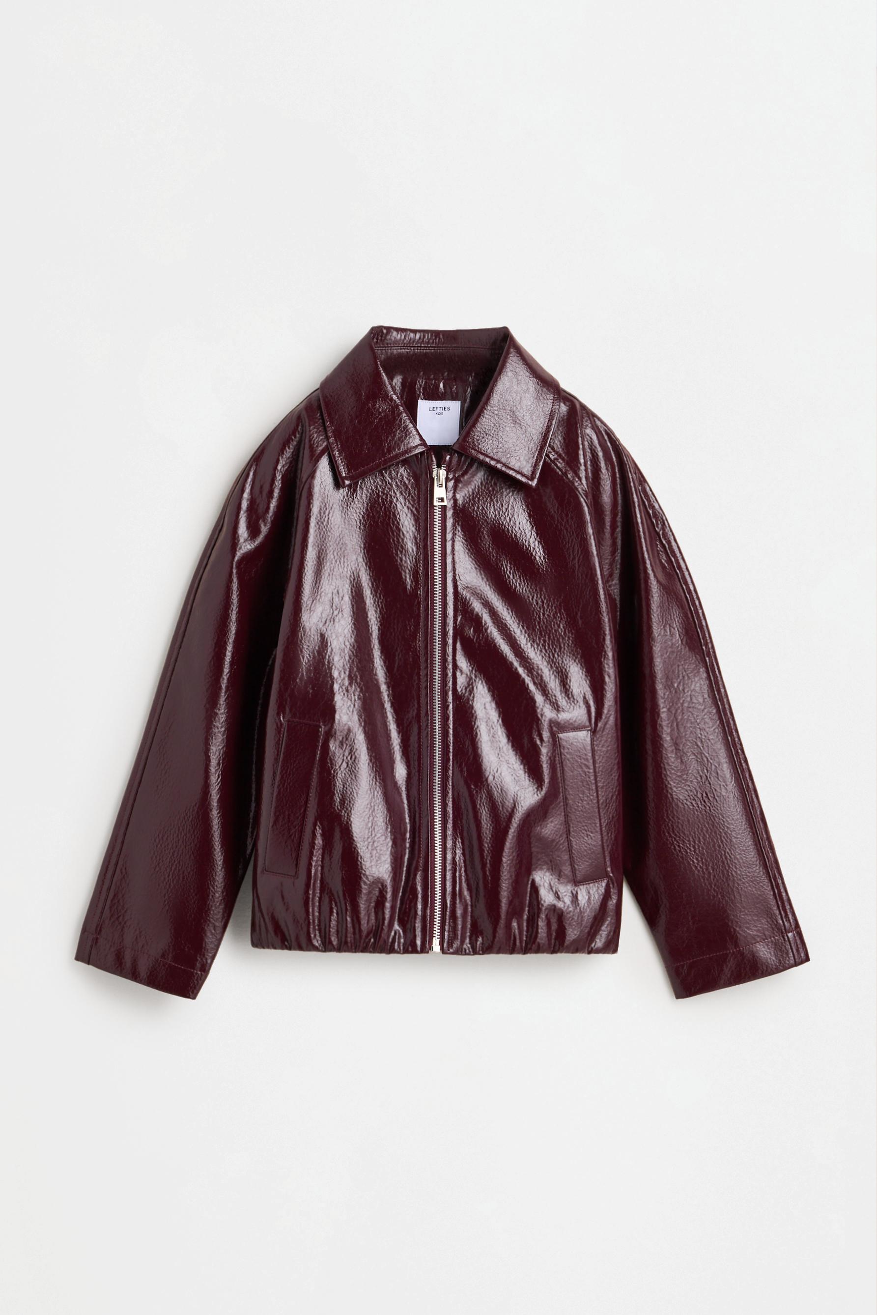 Leather effect bomber jacket — MAROON