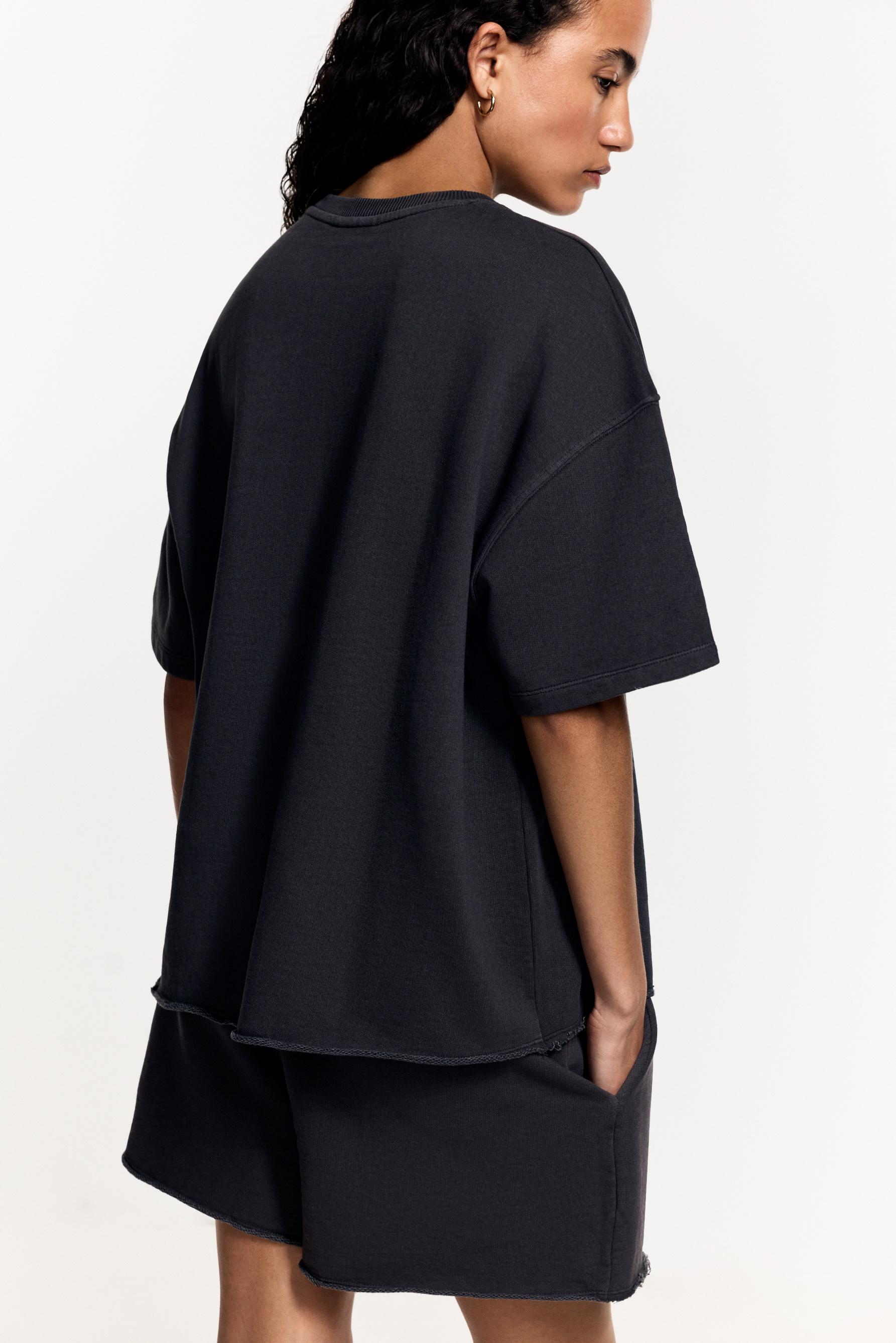 Printed short sleeve sweatshirt — ANTHRACITE GREY
