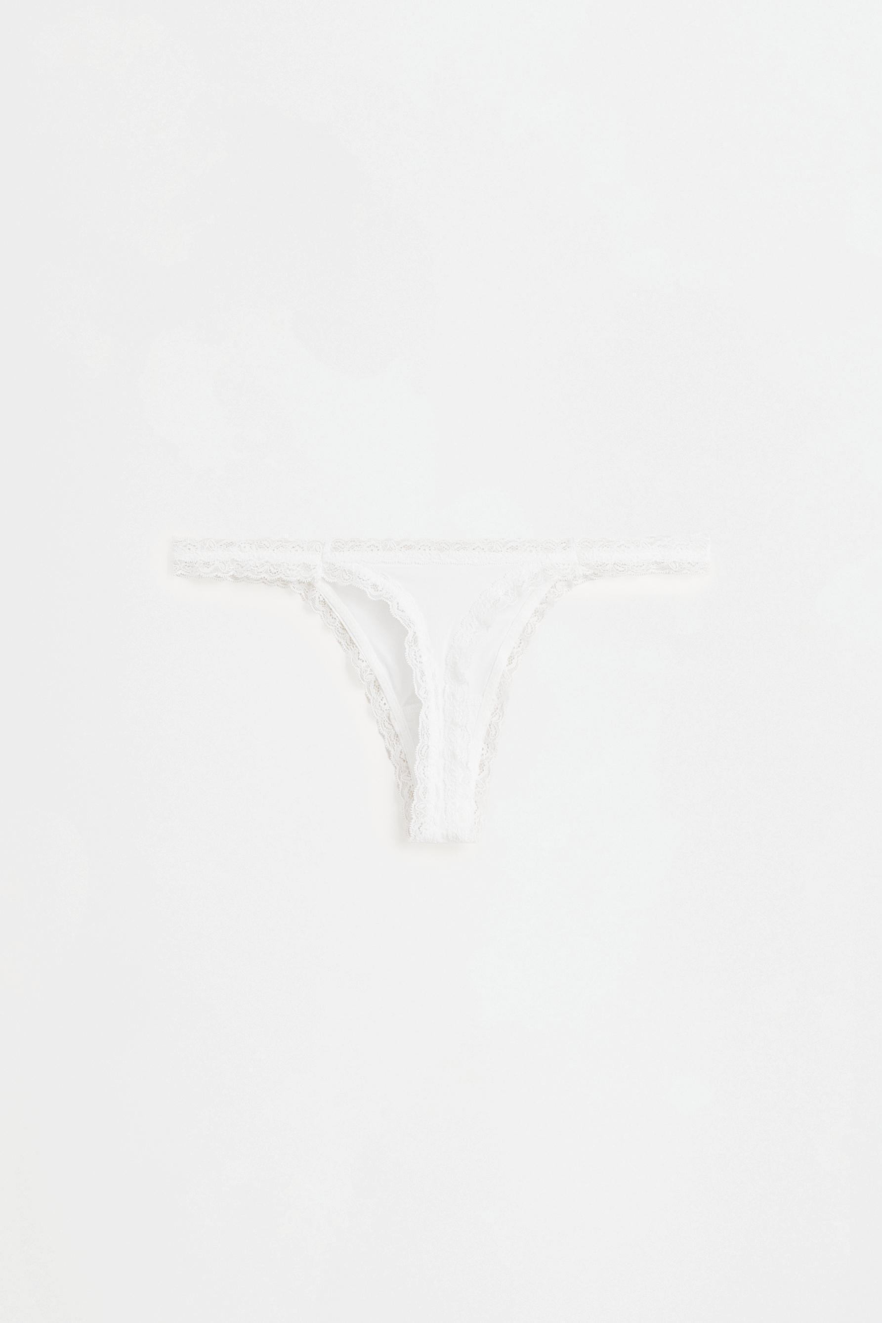 Lace Detail Thong (2-Pack) — WHITE