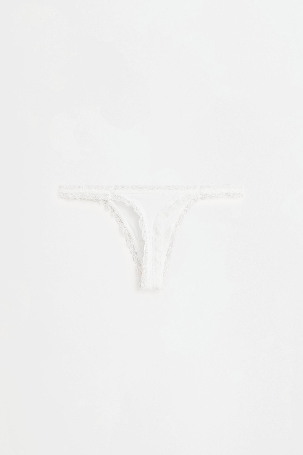 Lace Detail Thong (2-Pack) — WHITE