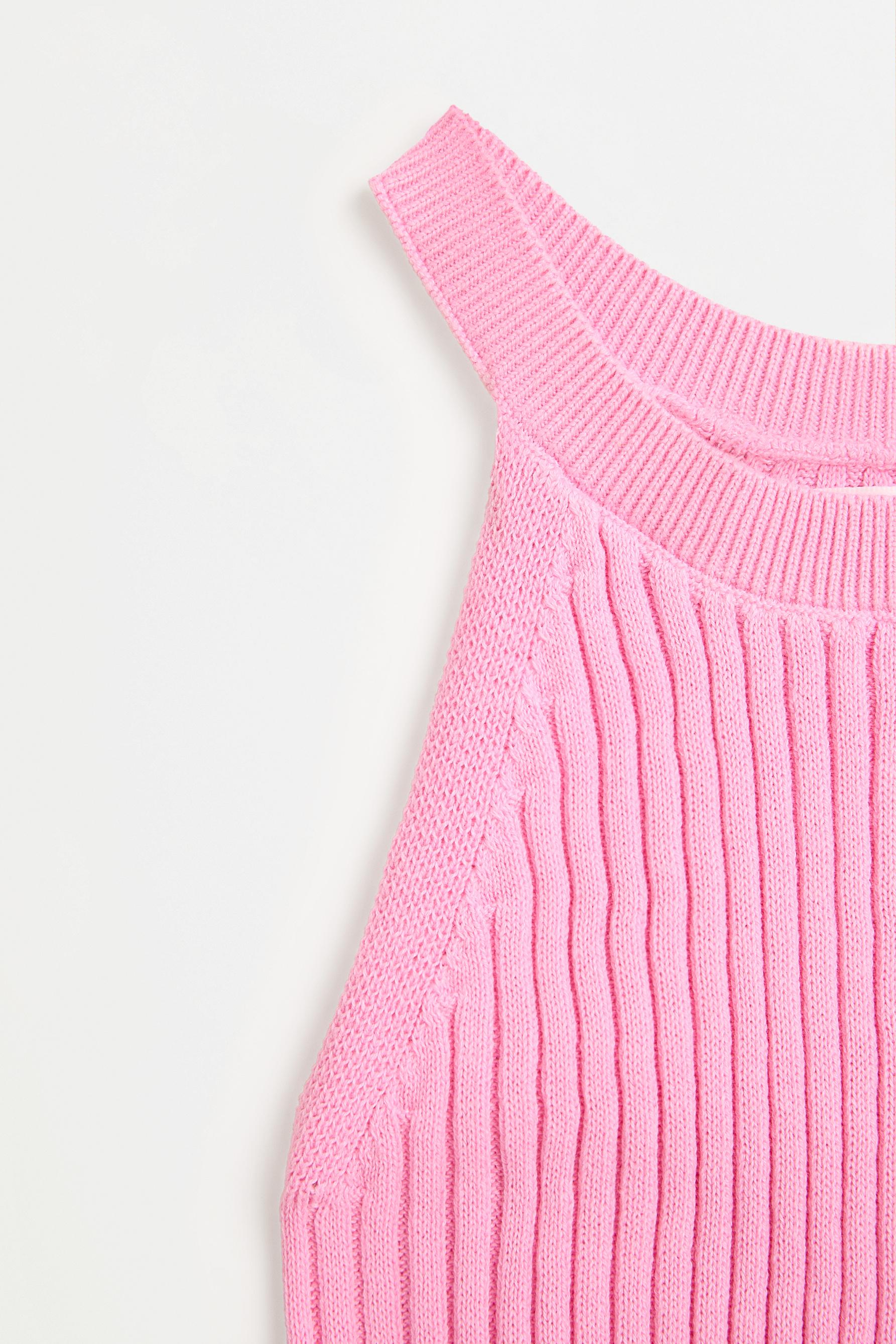 Knit halter top — BUBBLEGUM PINK
