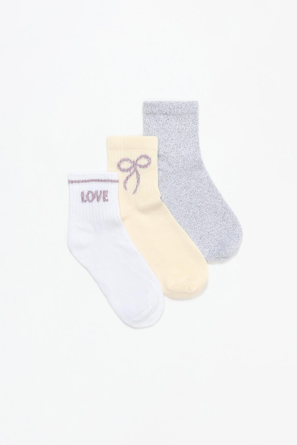 3-pack of short socks with bows