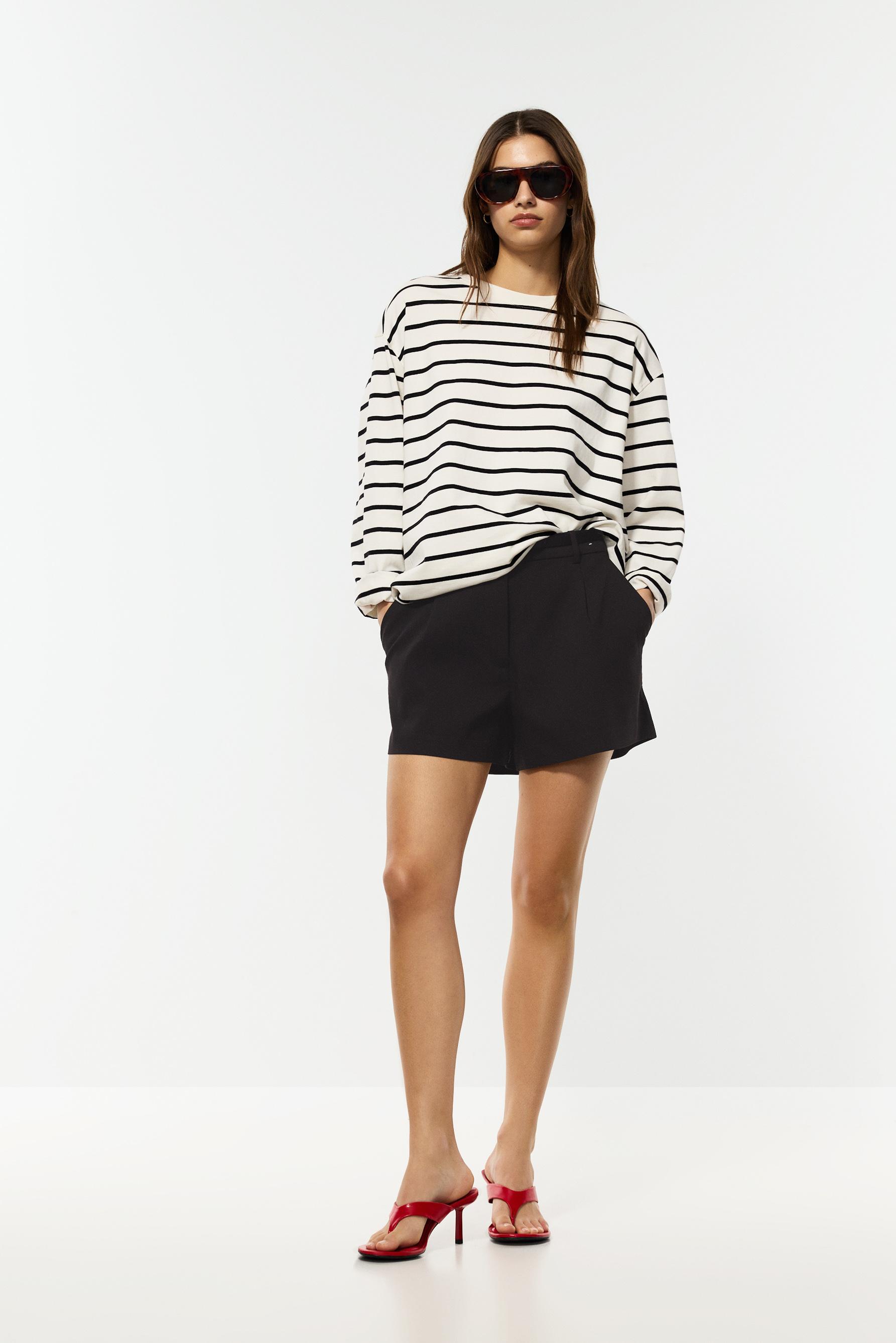 Pleated shorts — BLACK