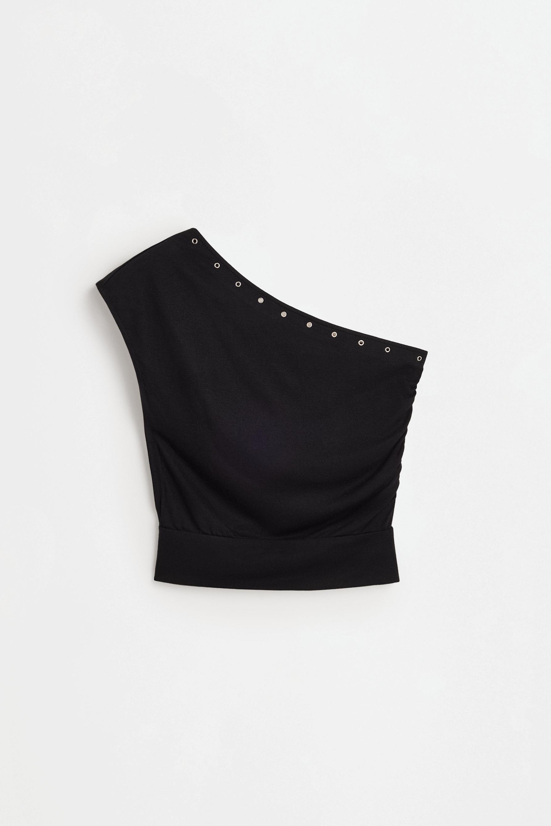Asymmetric grommet top — BLACK
