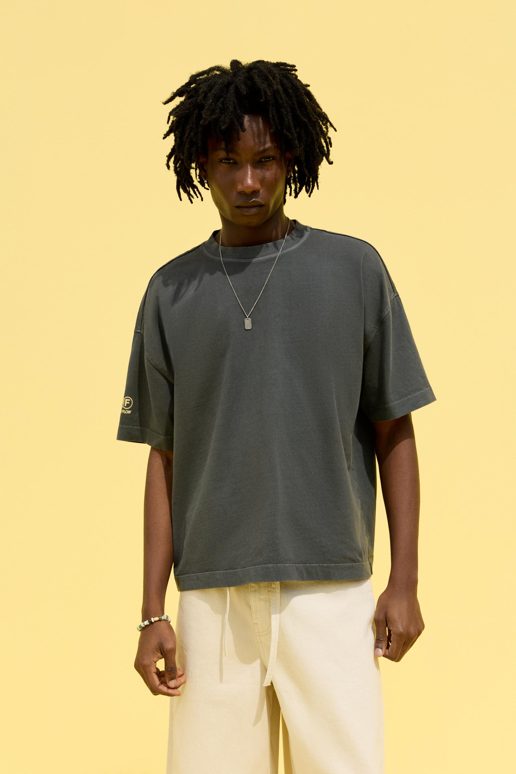 Faded effect printed T-shirt — LEAD