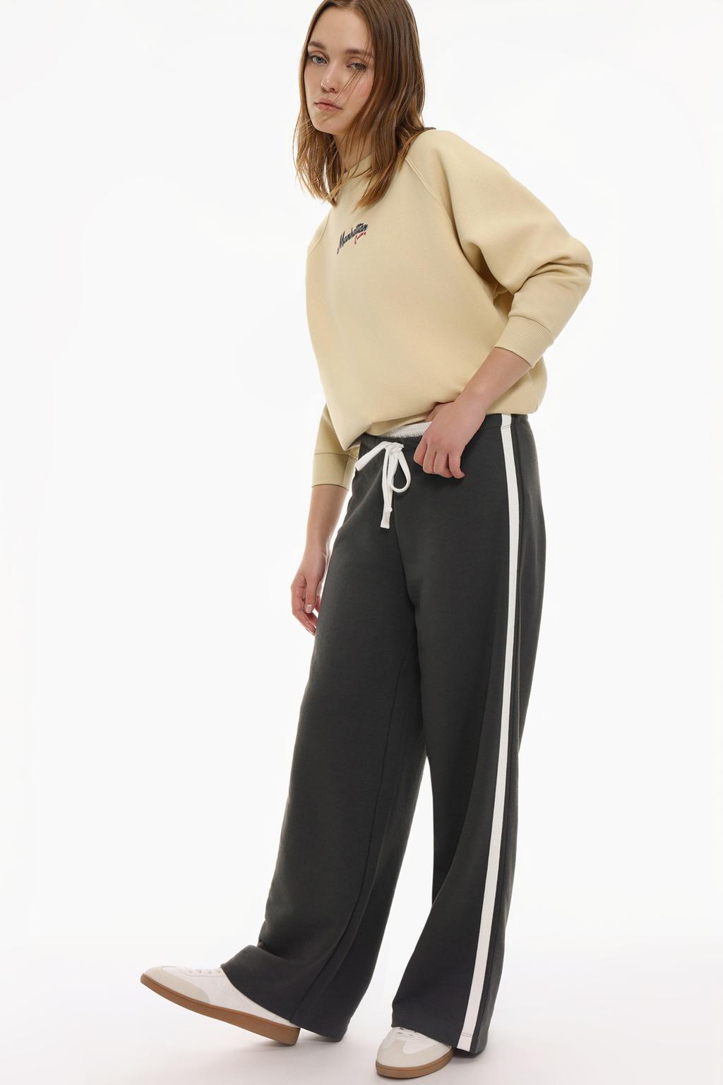 Plush jersey trousers with waistband detail