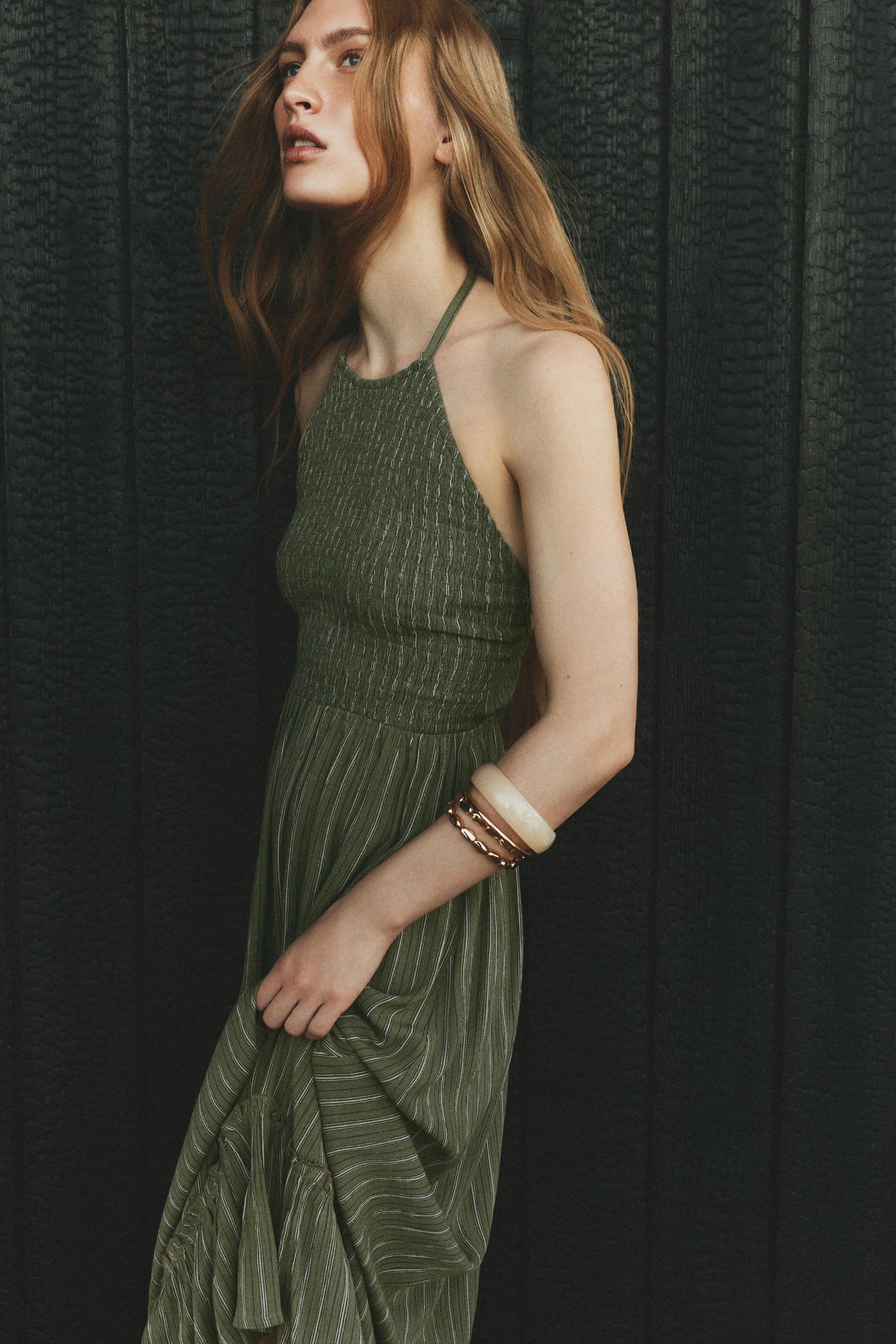 Halter midi dress — KHAKI