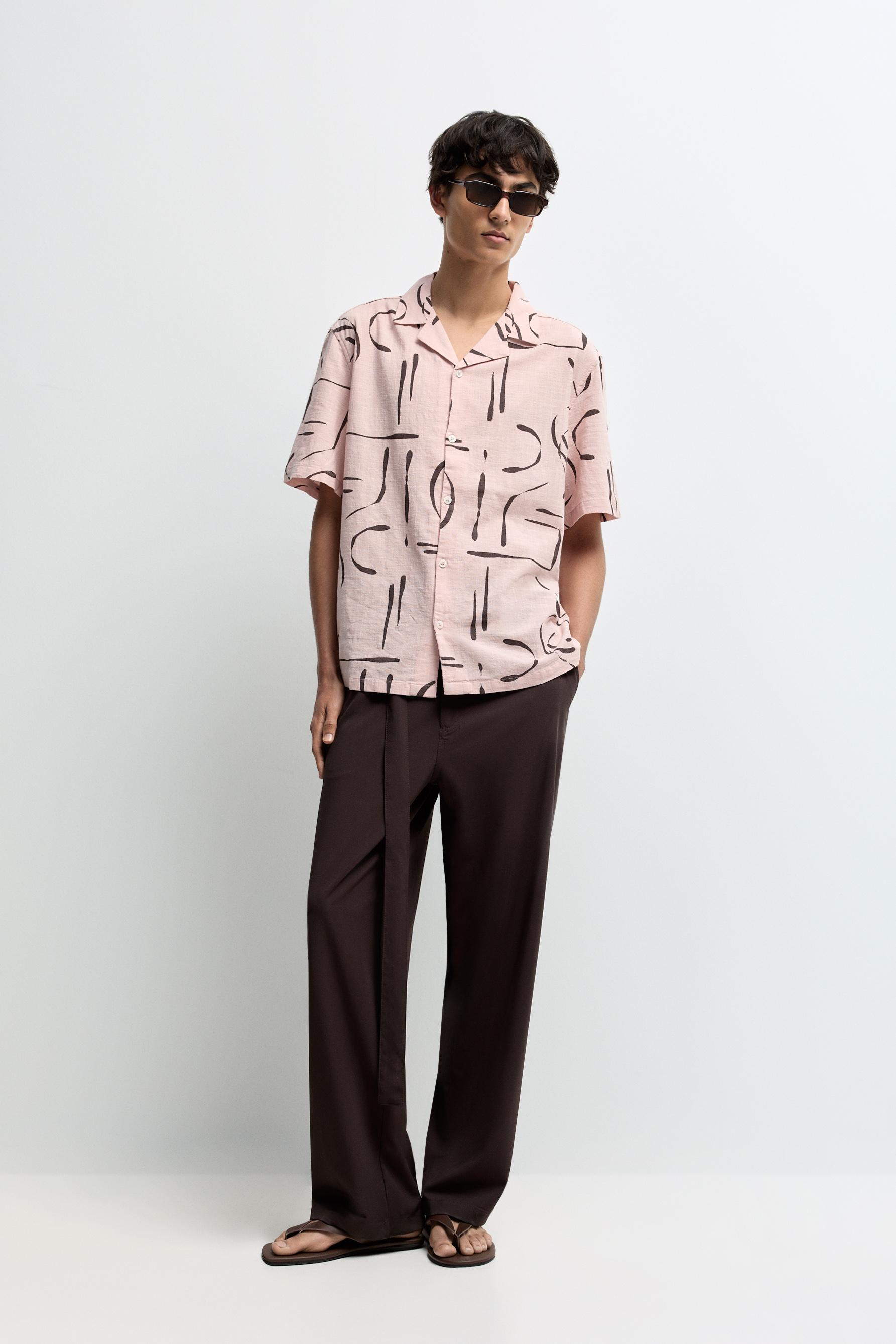 Cotton resort shirt — NEON PINK