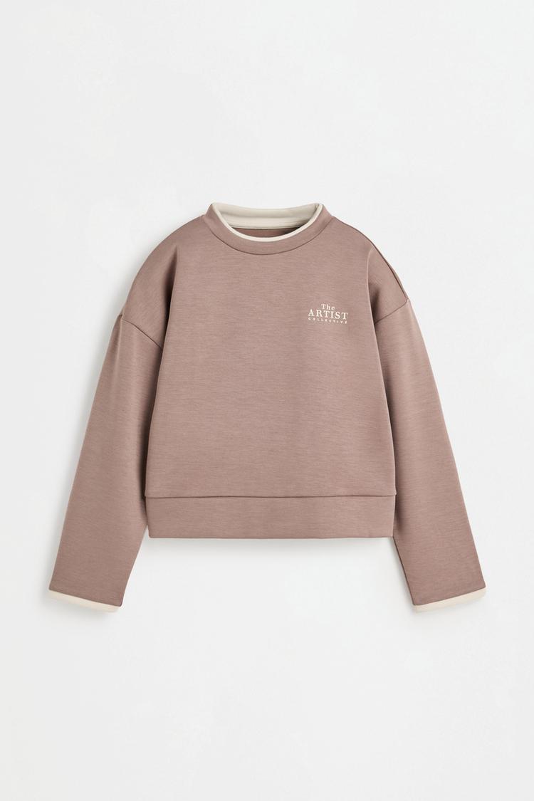 Cropped sweatshirt with text — MINK