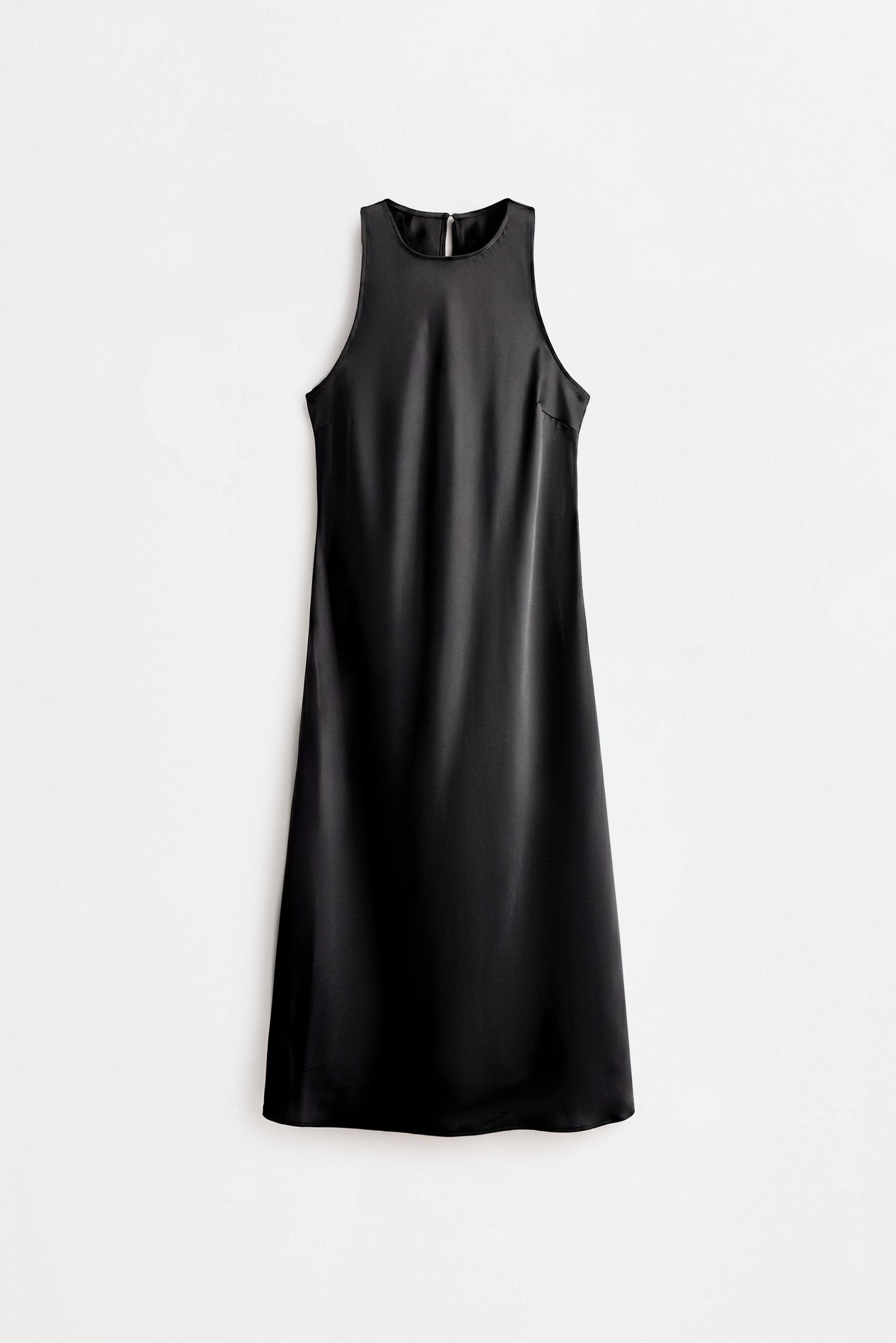 Satin midi dress — BLACK