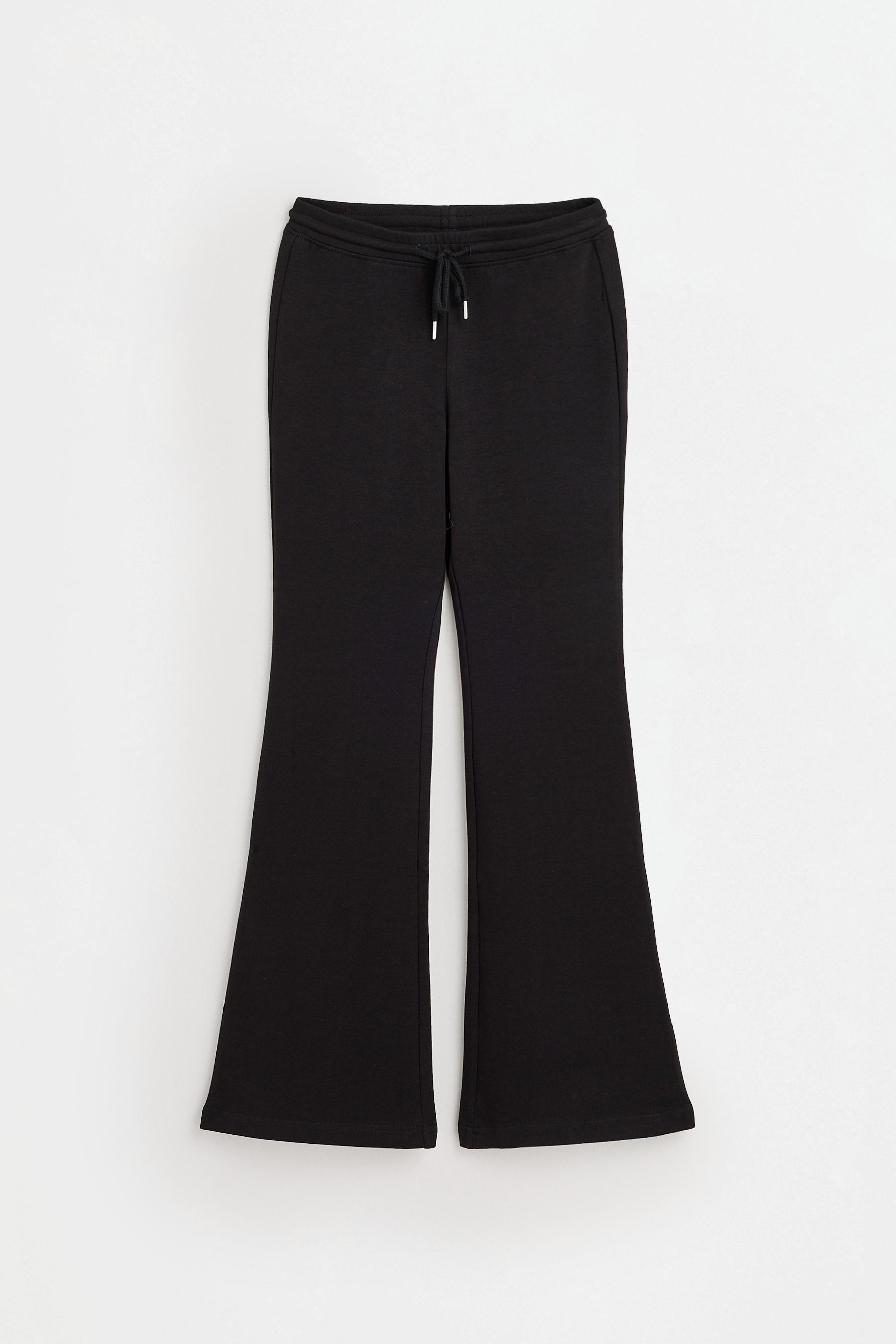 Basic interlock bell bottom trousers — BLACK