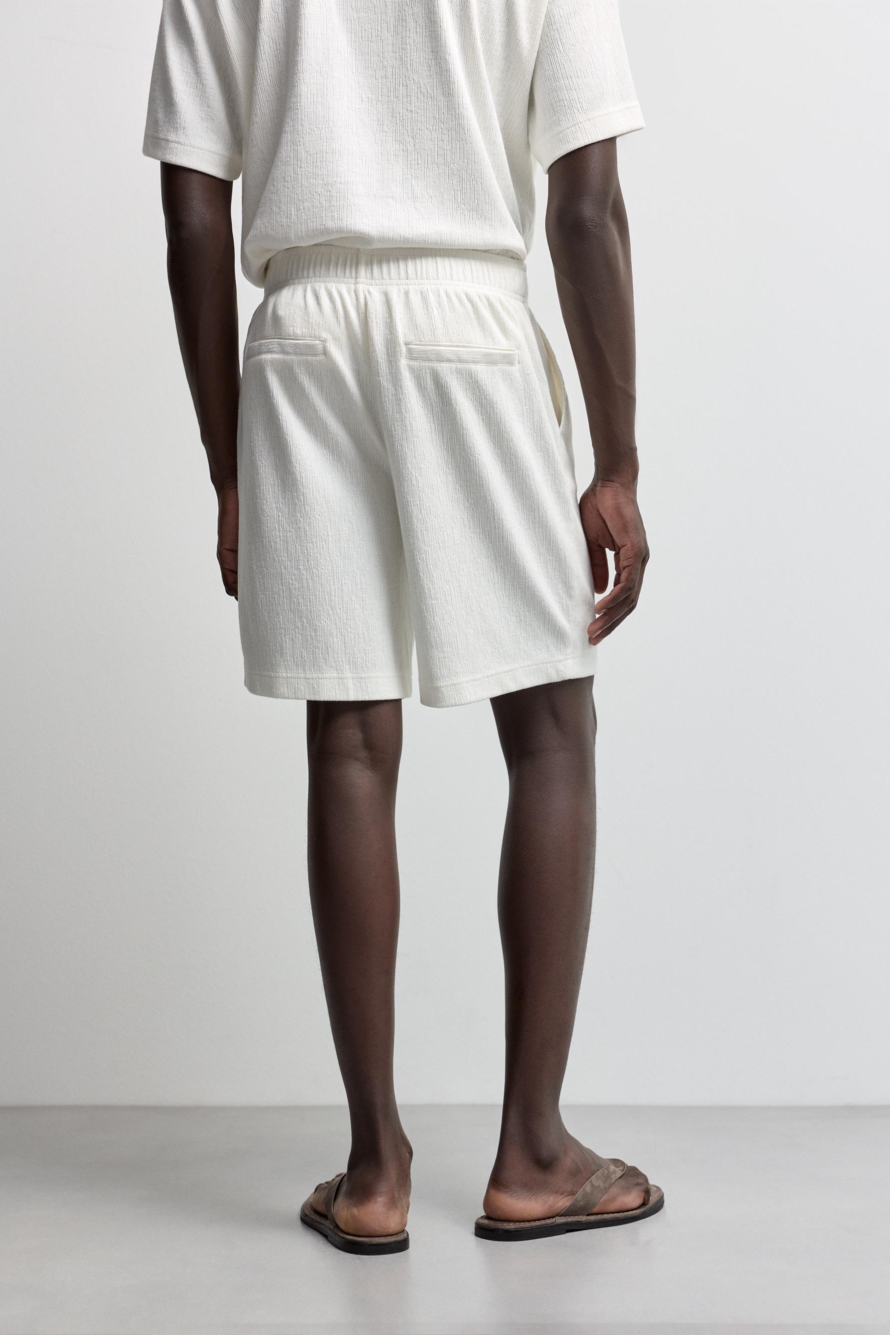 Rustic textured Bermuda shorts — OFF WHITE