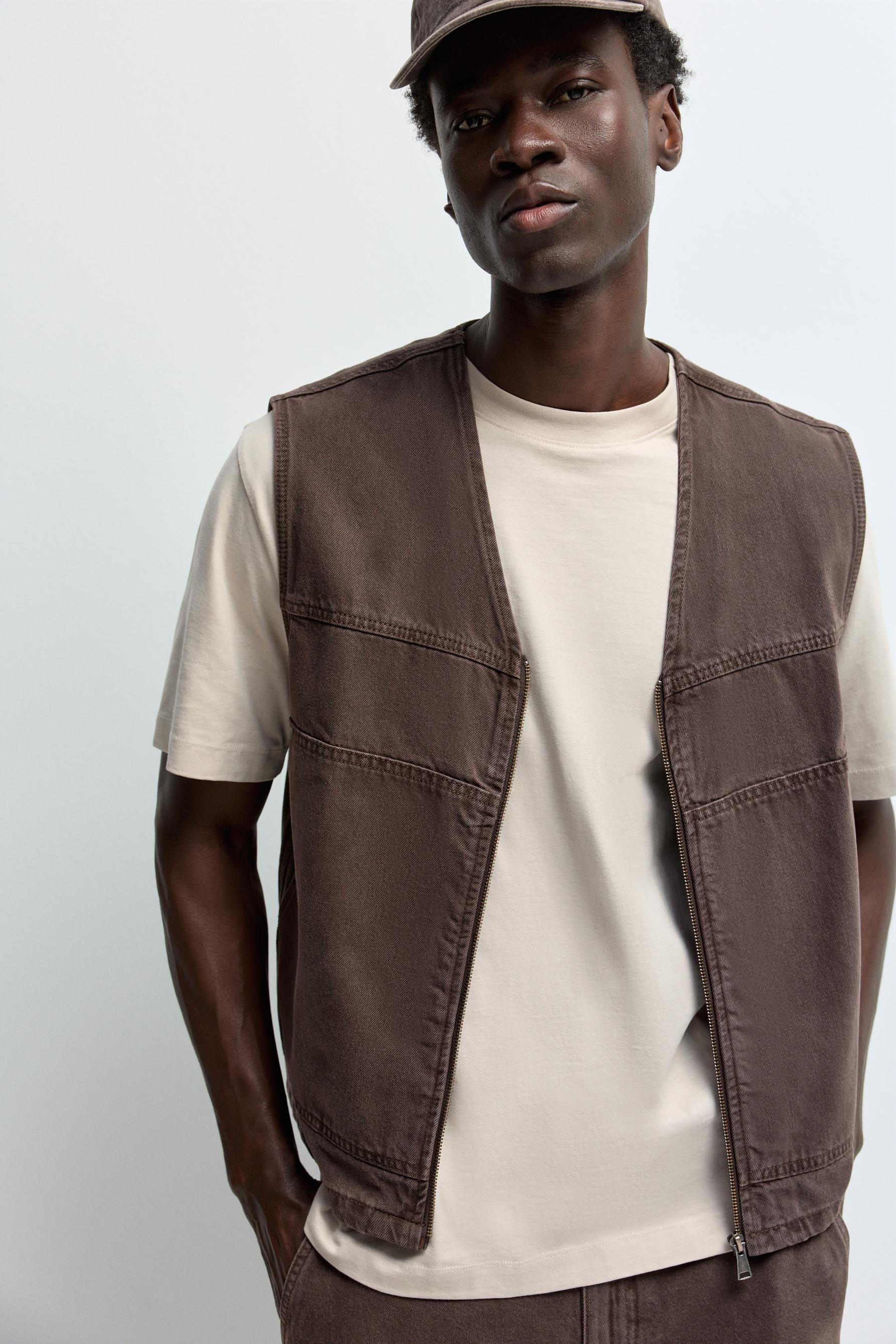 Faded-effect denim vest - Jackets | Coats - CLOTHING - Man