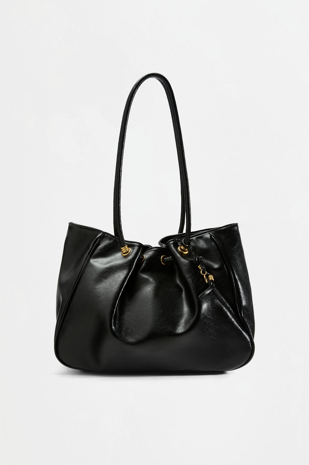 Gathered shopper bag — BLACK