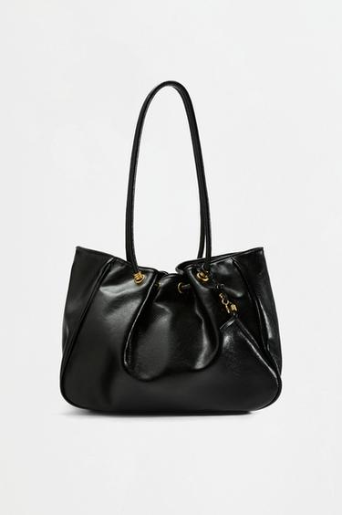 Gathered shopper bag — BLACK 1