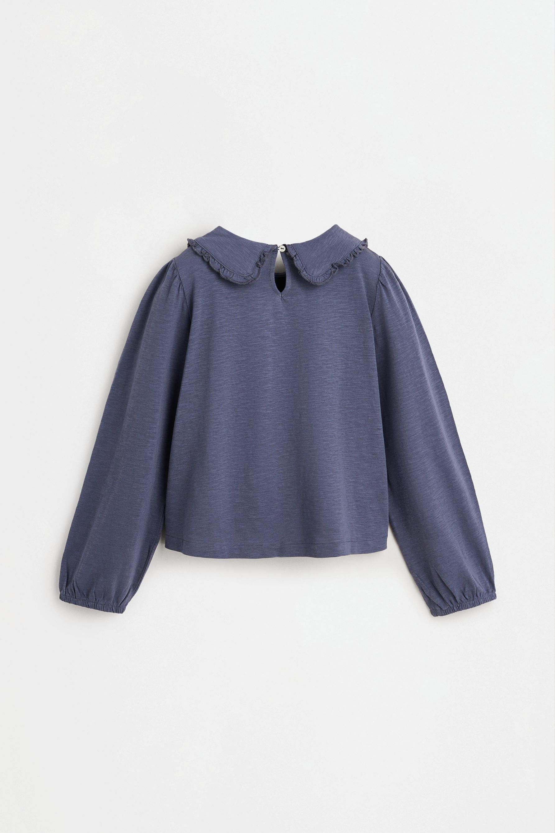 Peter Pan collar T-shirt — BLUE GREY