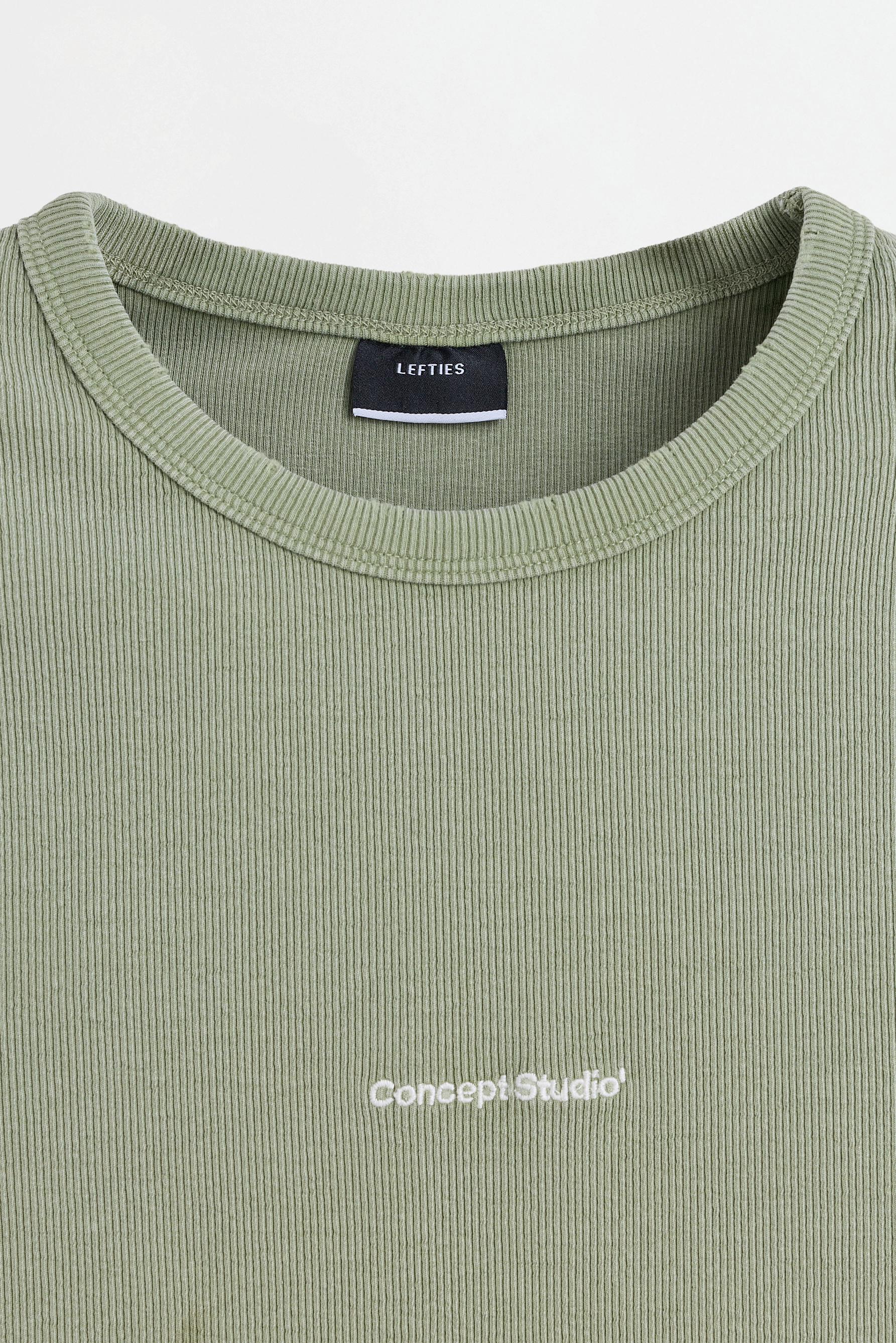Ribbed embroidered tank top — PISTACHIO GREEN