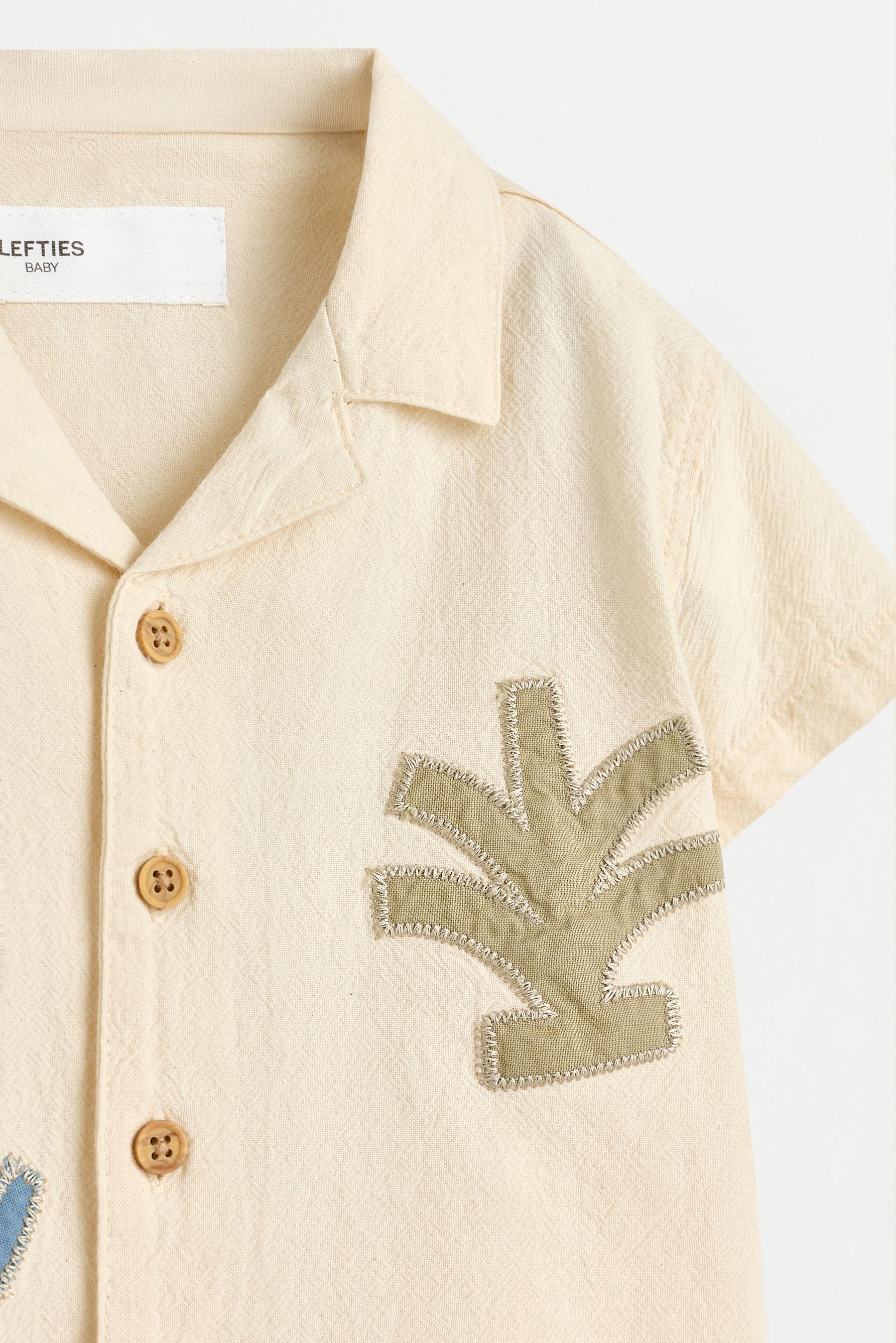 Embroidered patch shirt — ECRU