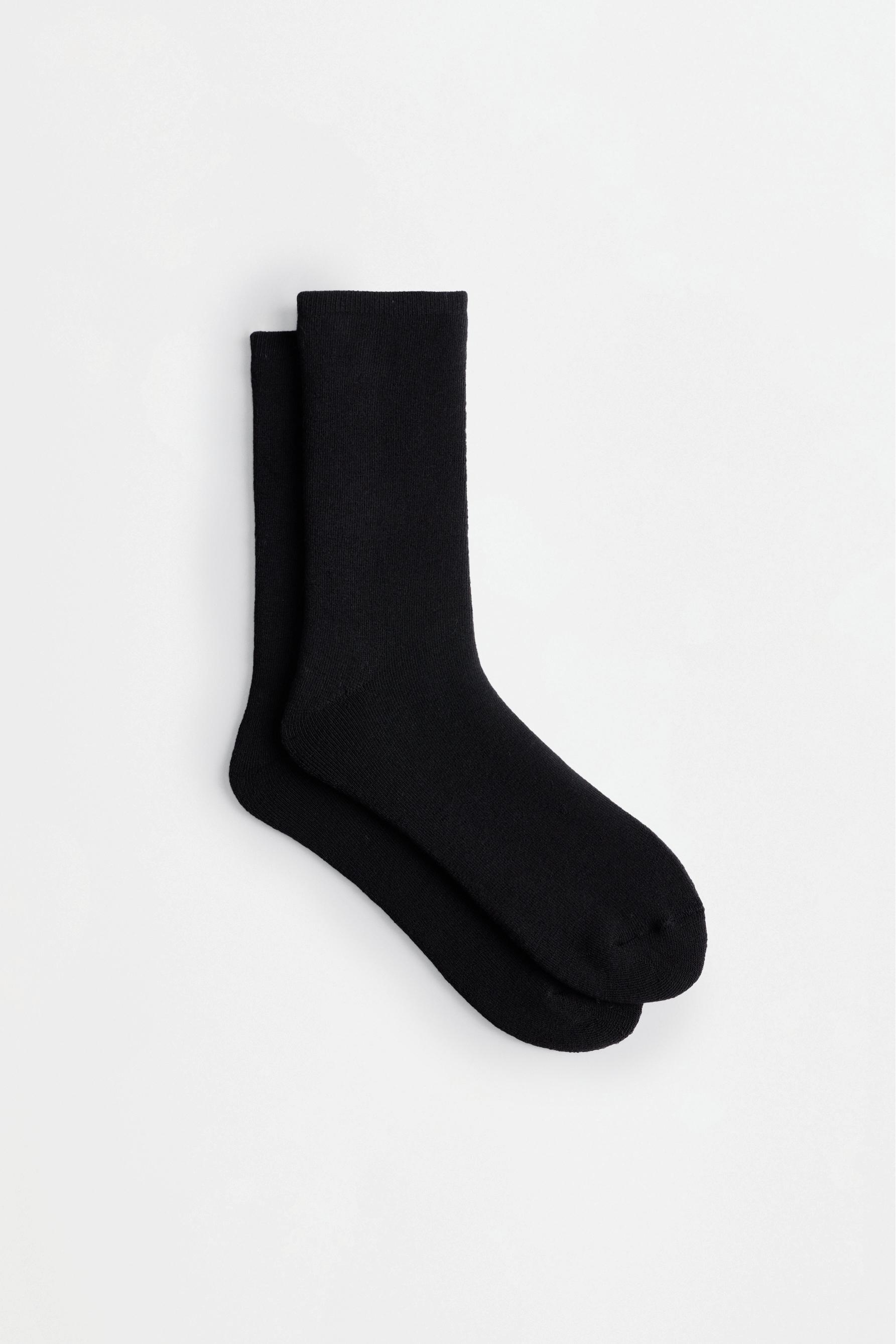 Long terry socks (2-pack) — BLACK