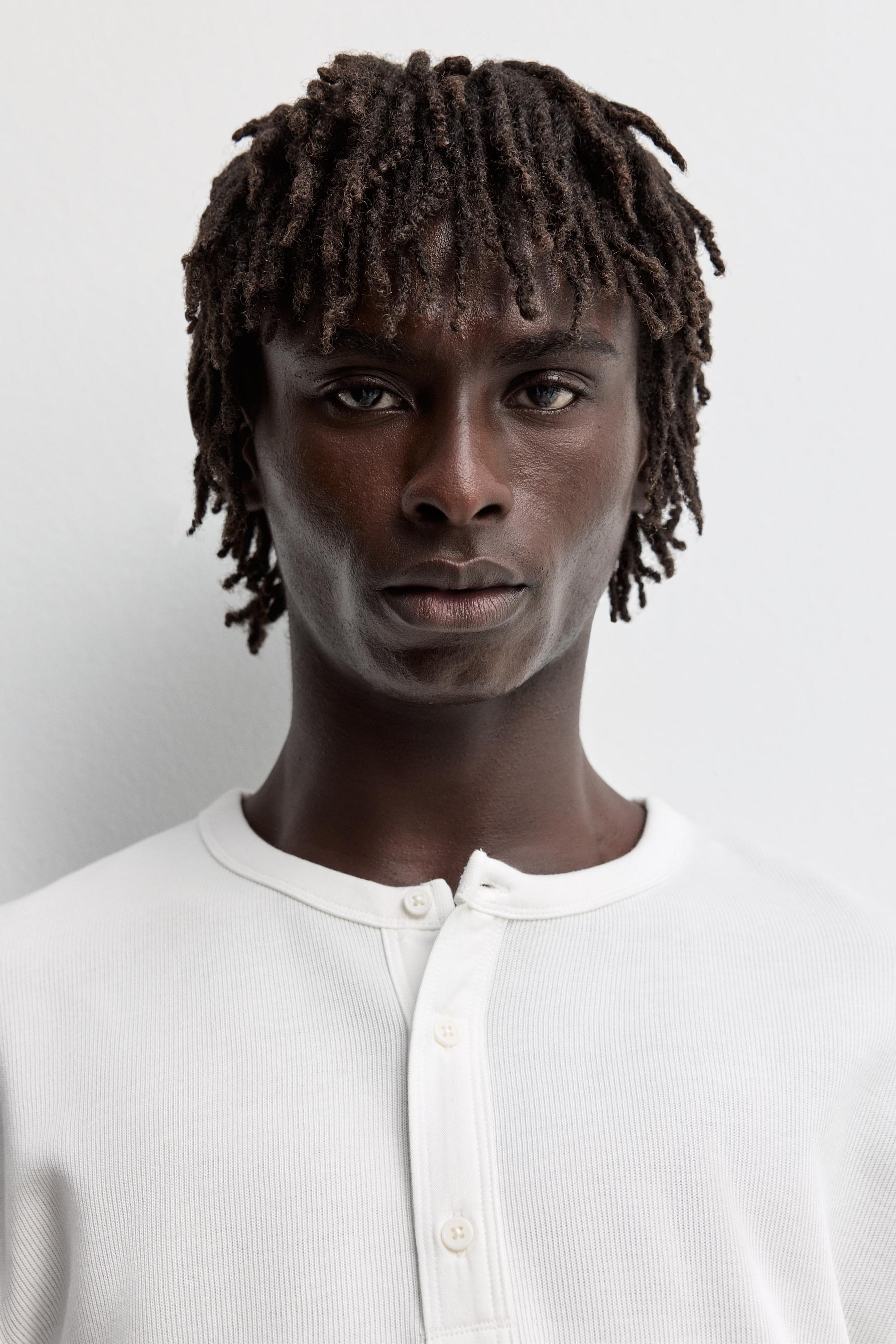 Textured henley T-shirt — BUTTER