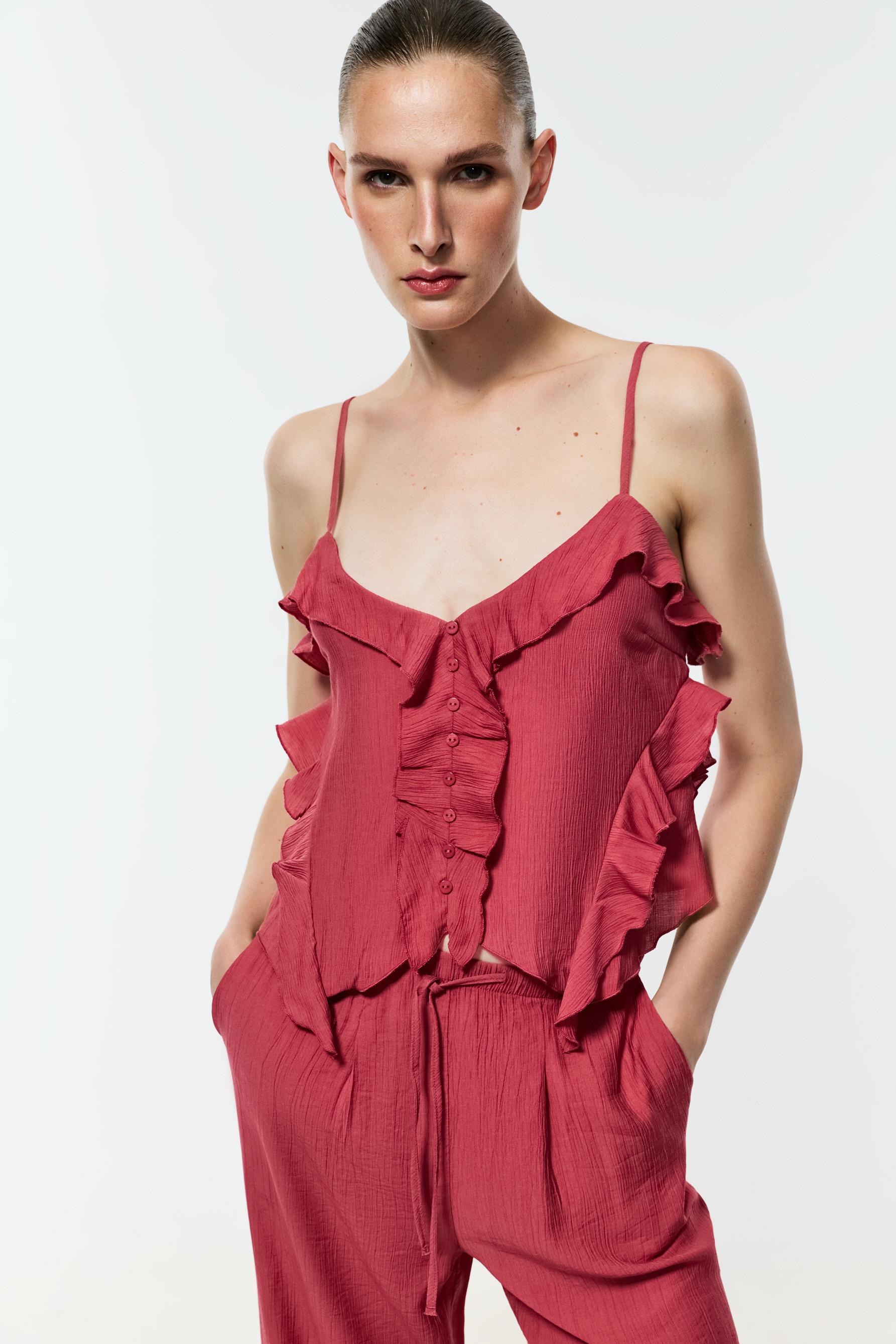 Textured camisole top — PALE MAROON