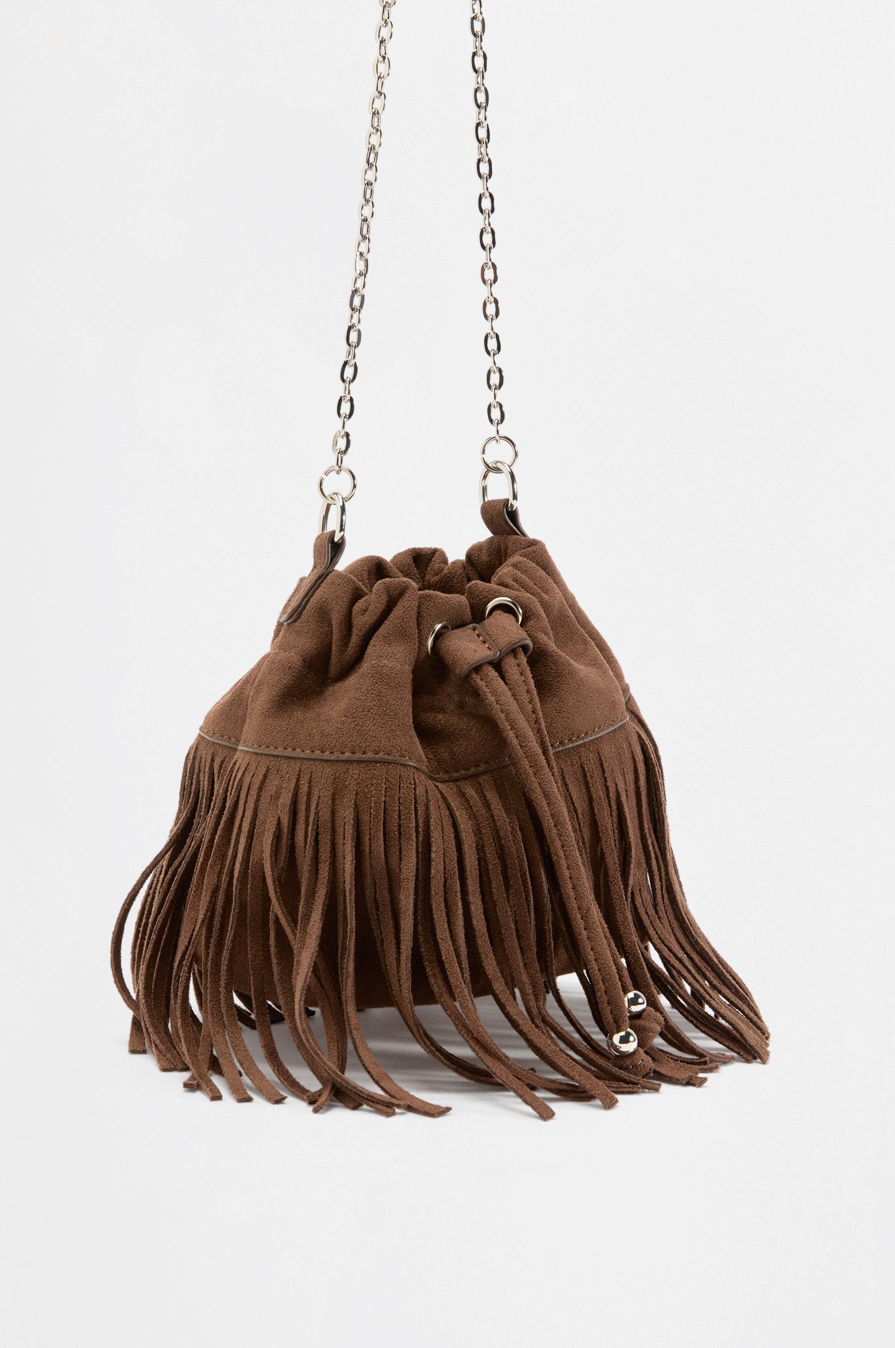 Fringe Bucket Bag — BROWN