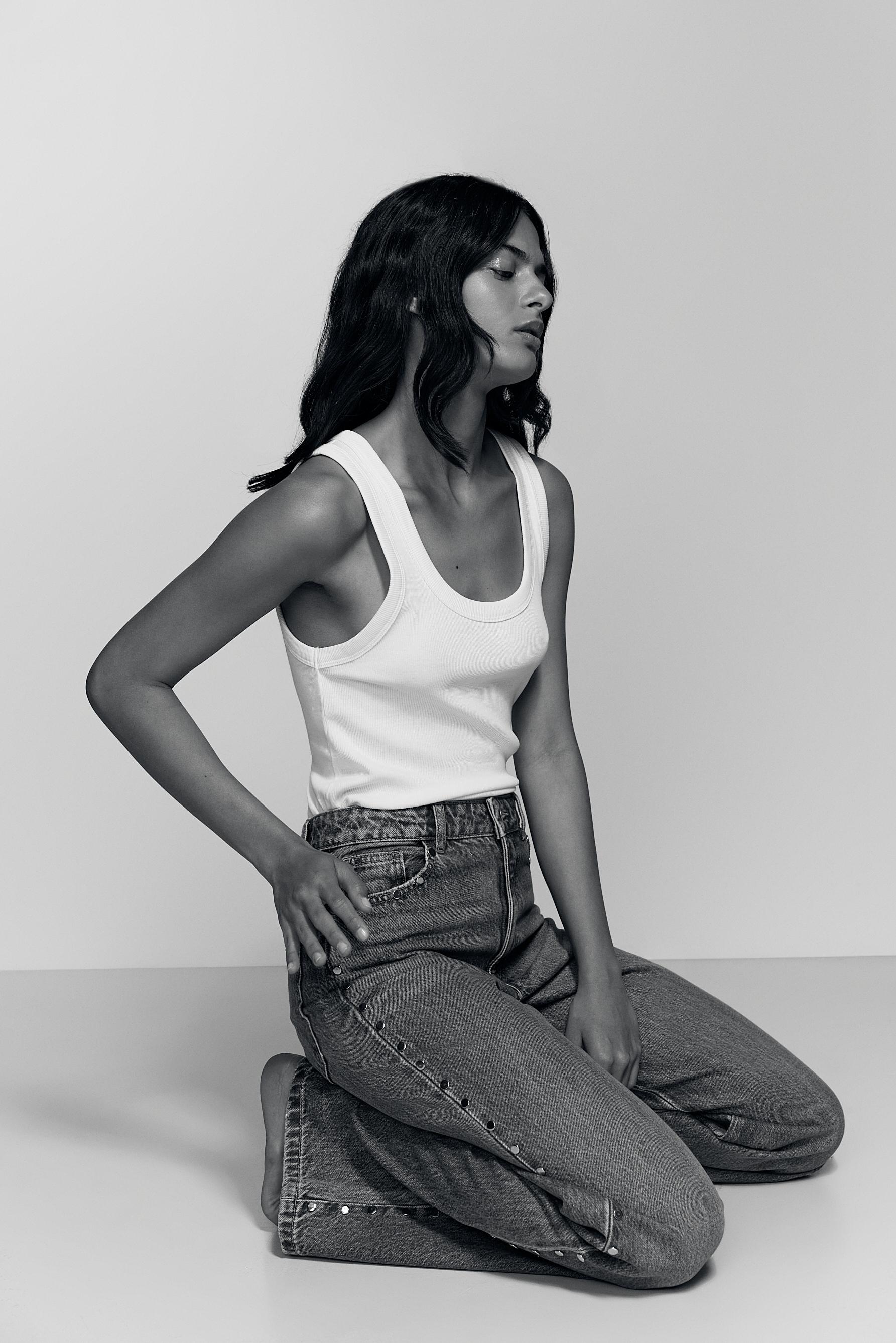 Wide-leg stud jeans — PALE INDIGO