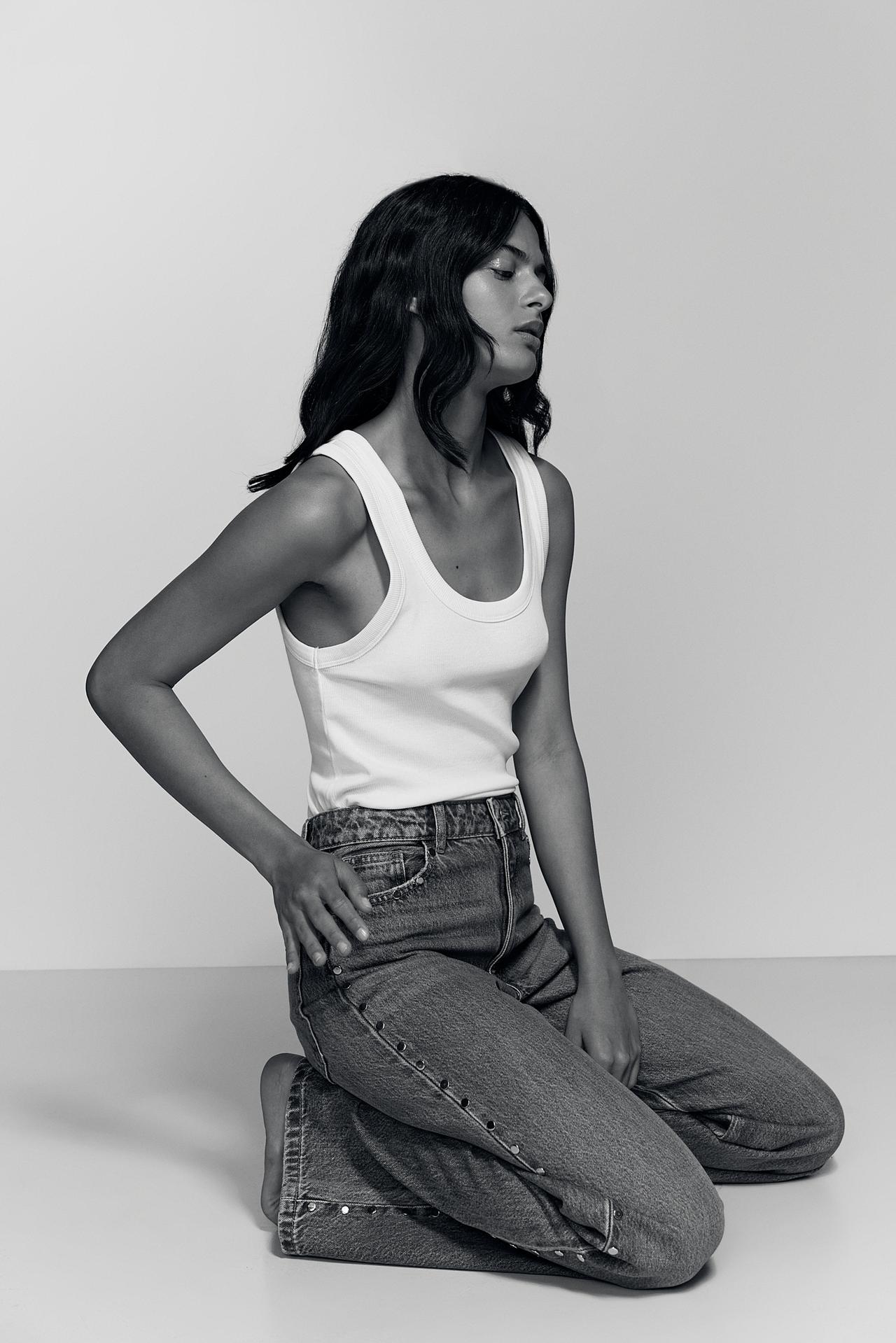 Wide-leg stud jeans — PALE INDIGO