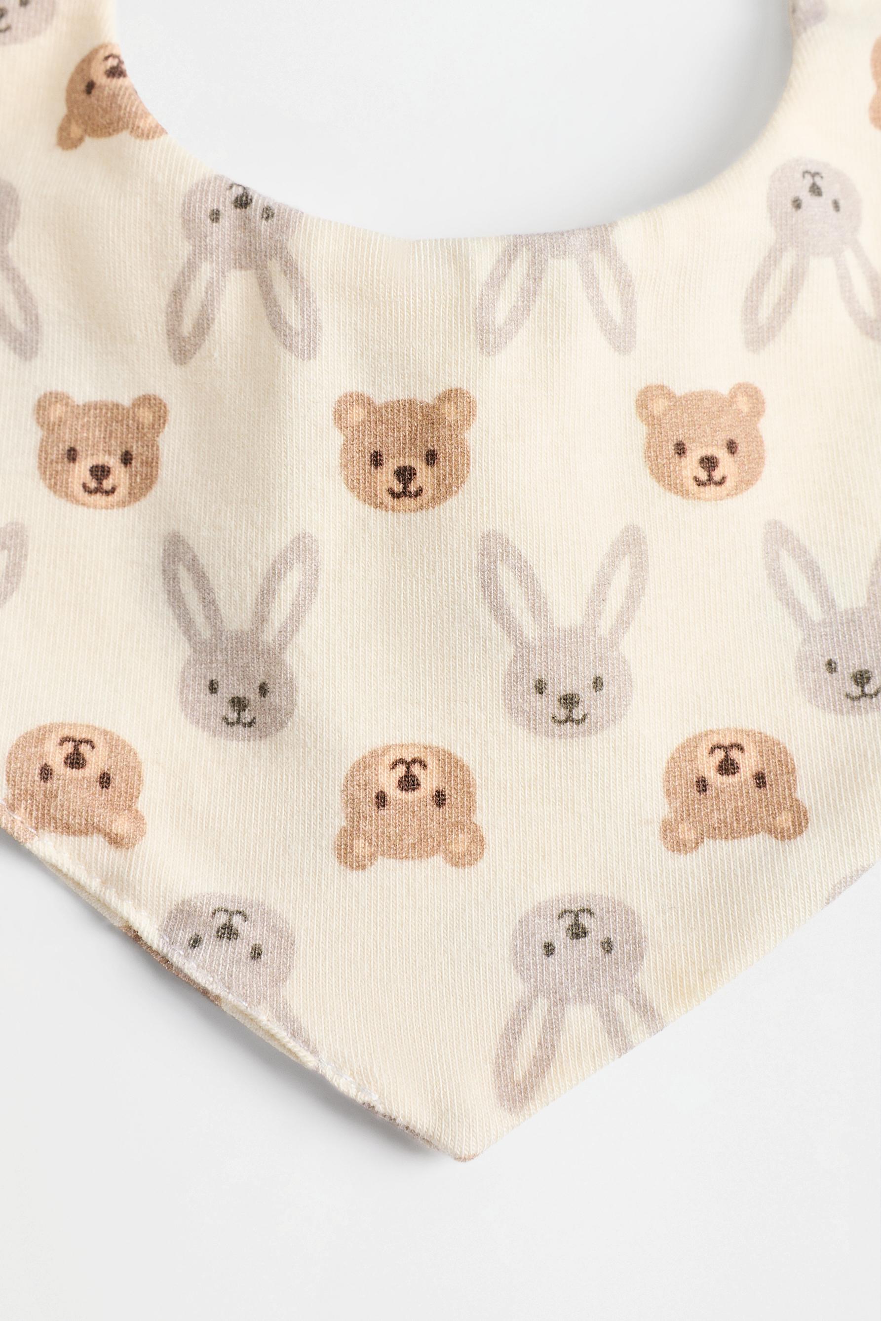 Bear and bunny bibs (2-pack) — ECRU/BEIGE