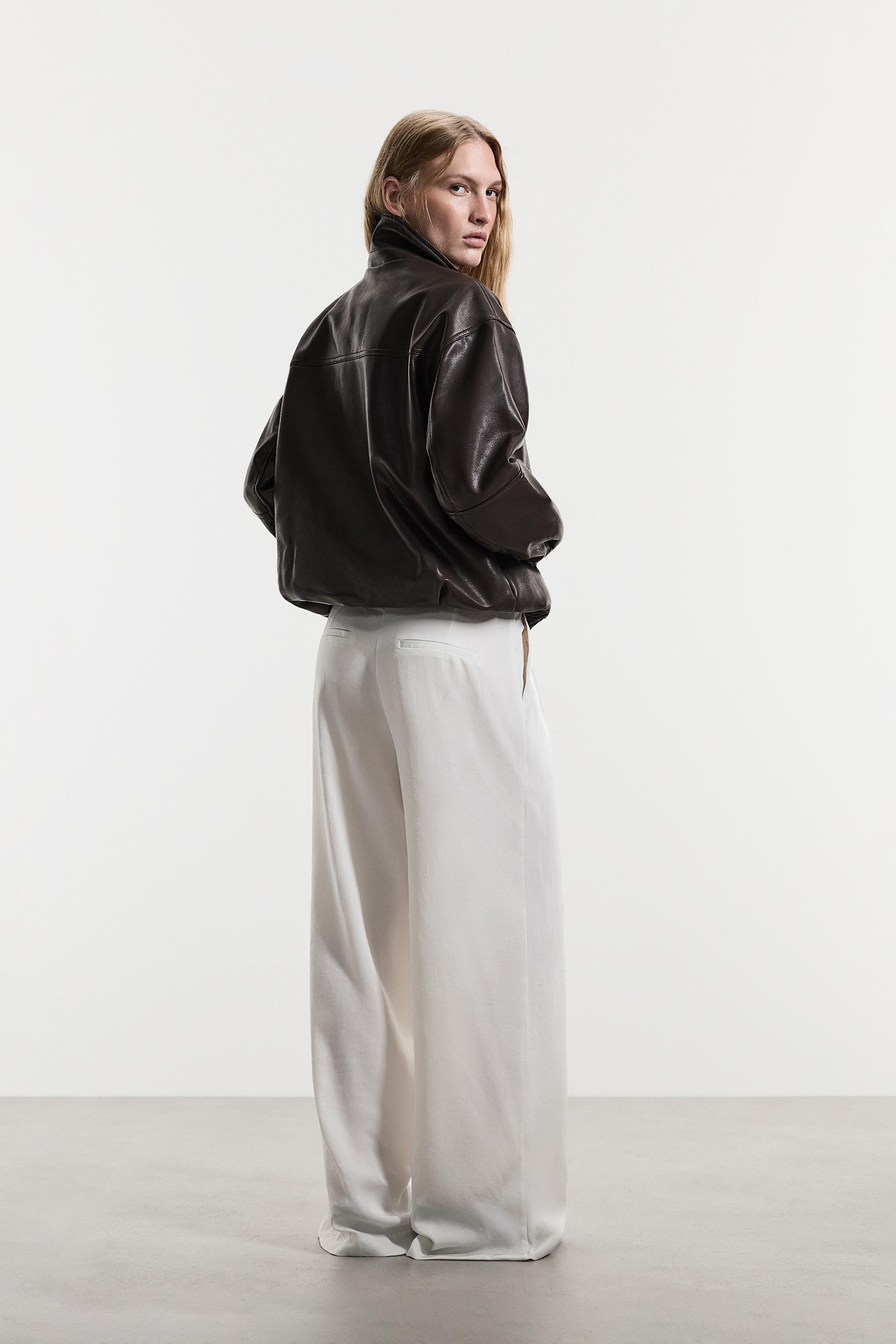Satin wide-leg trousers — OFF WHITE