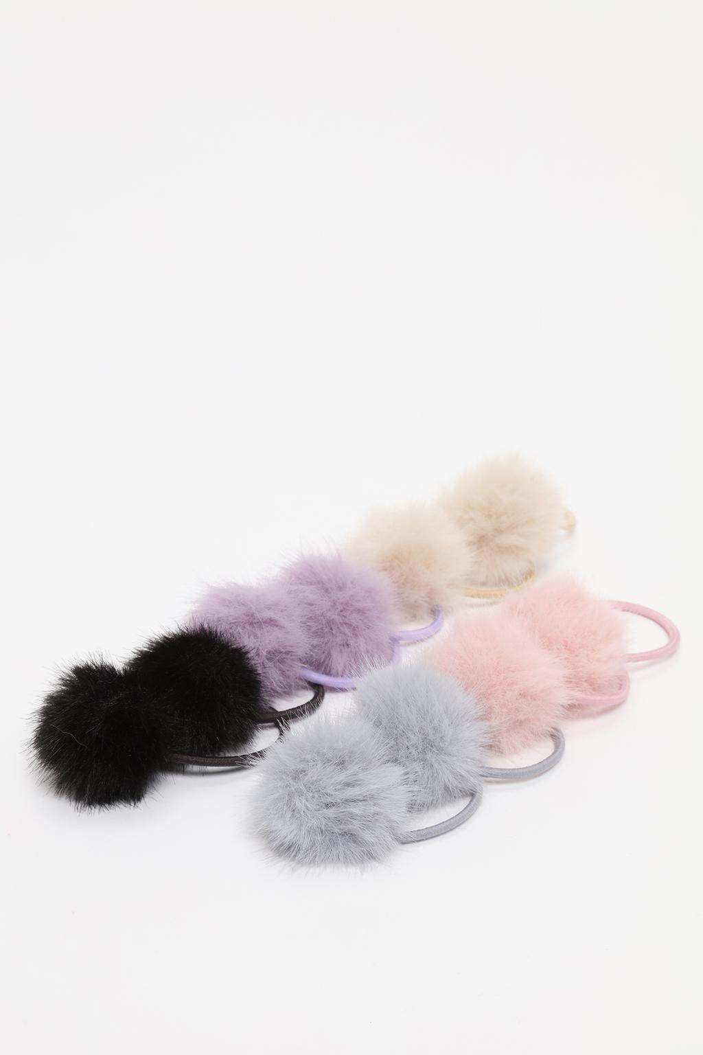 Pack of 10 pompom hair ties