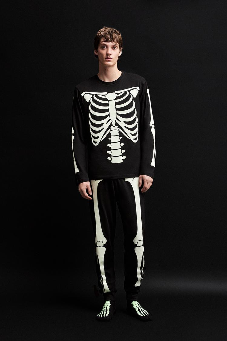 Men's | Glow-in-the-dark skeleton pyjamas — BLACK