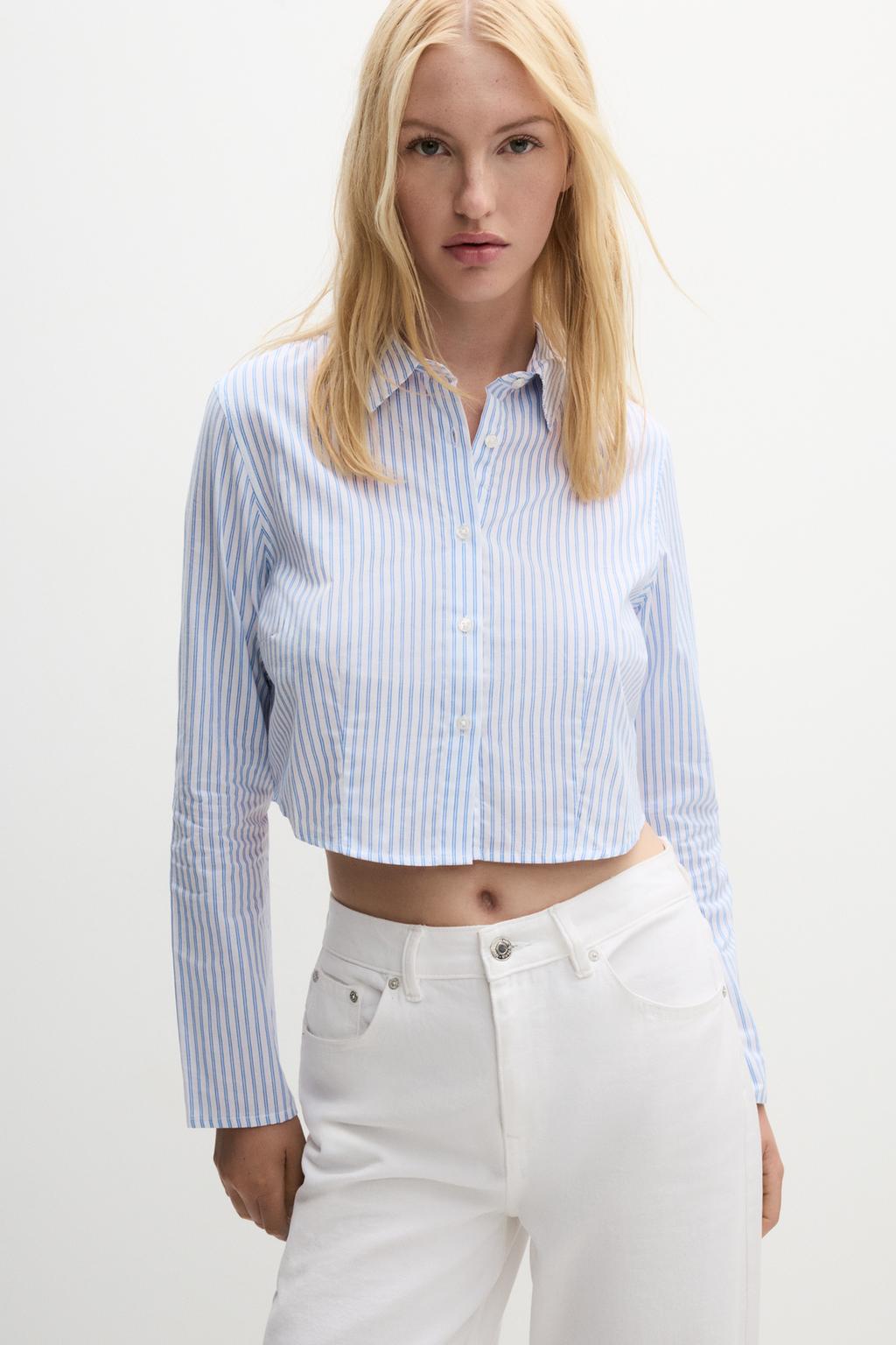 Cropped poplin shirt