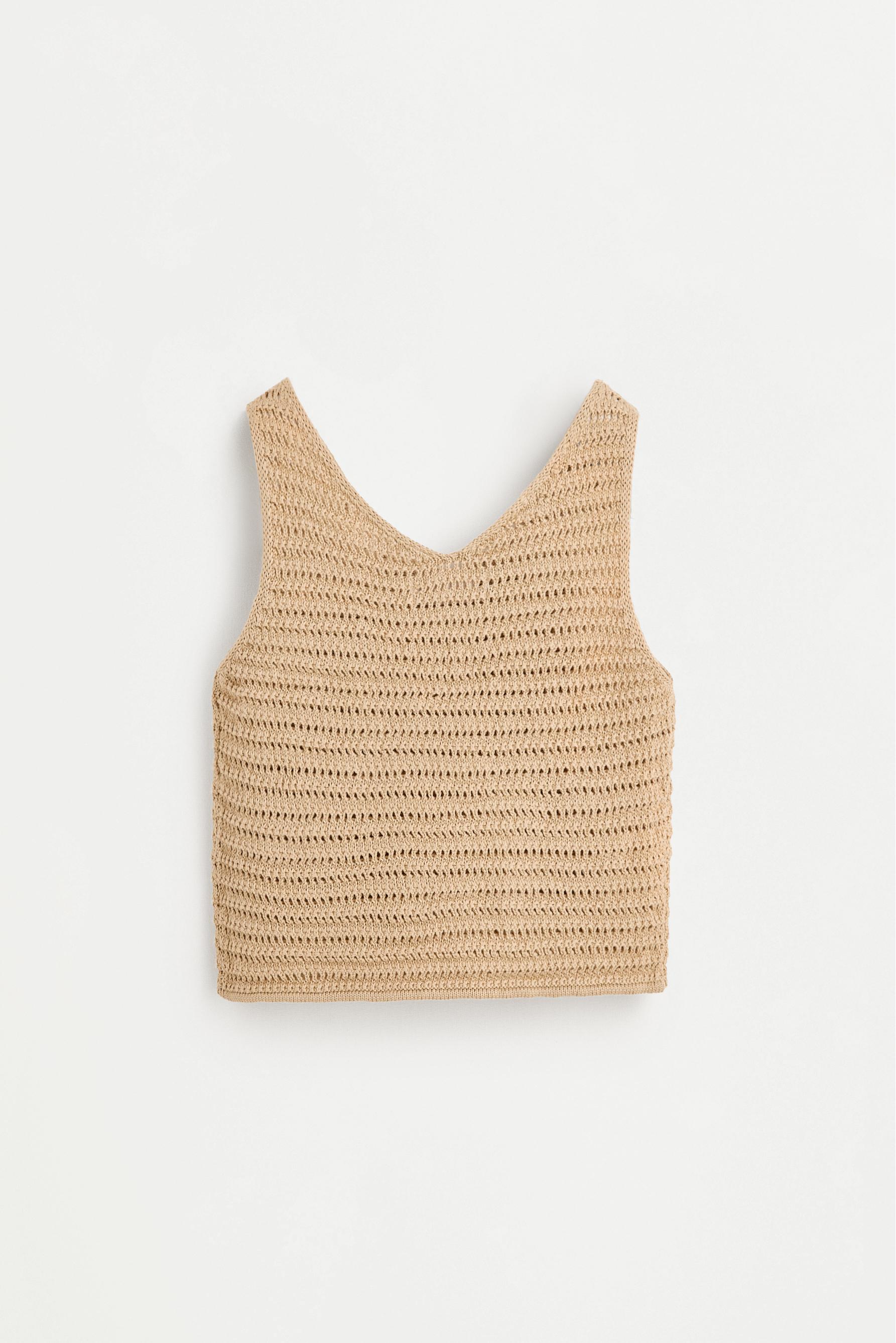 Cutwork top — LIGHT CAMEL