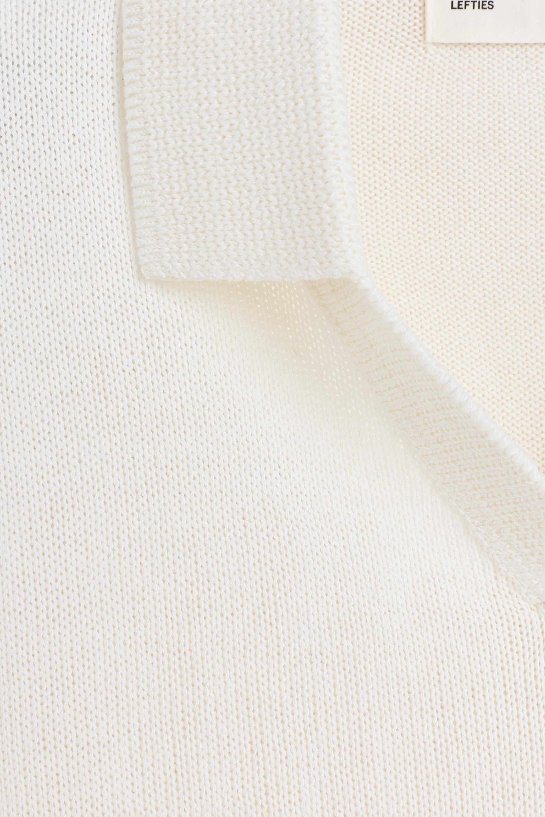 Linen blend knit polo shirt — OFF WHITE
