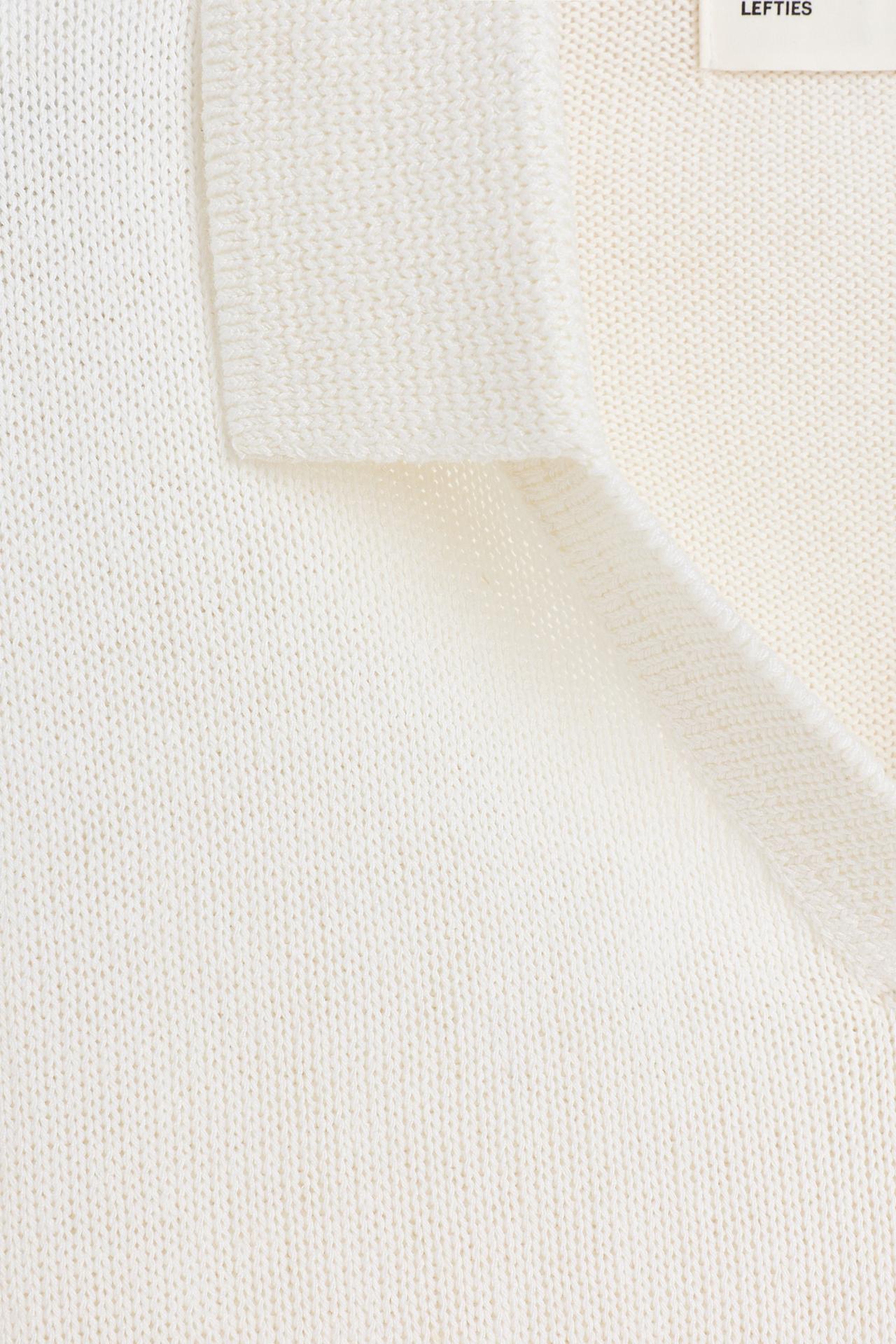 Linen blend knit polo shirt — OFF WHITE