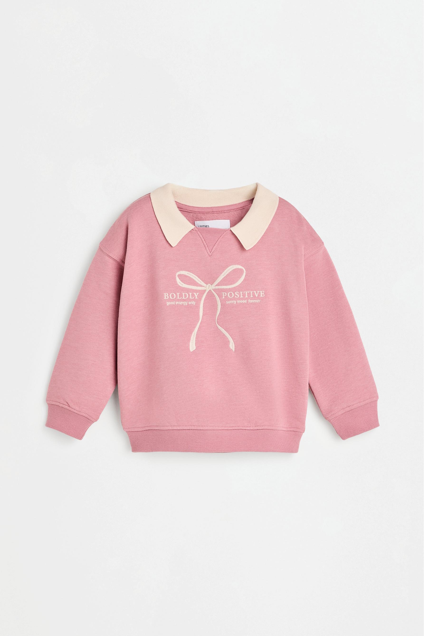 Polo sweatshirt and bow trousers set — DUSTY PINK
