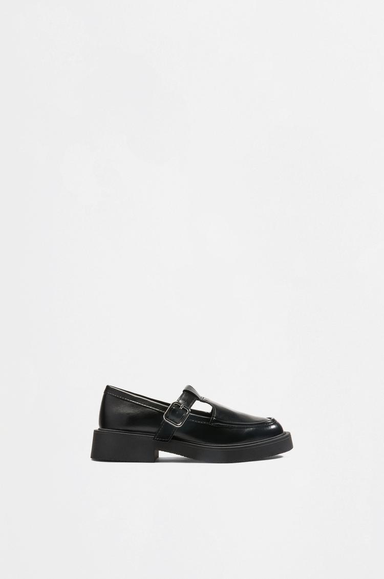T-strap track shoes — BLACK