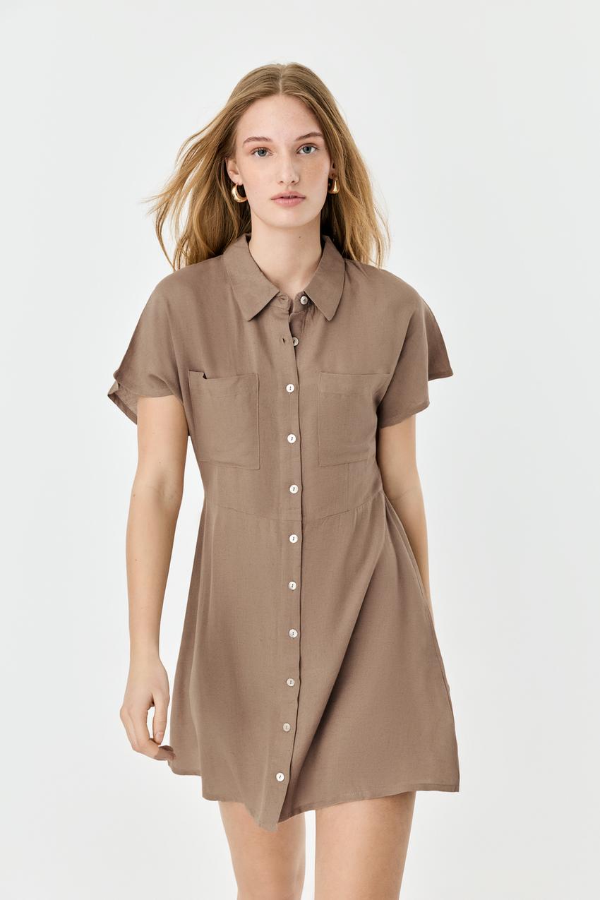 slim fit dress slacks Fit and Flare Cotton Shirt Dress
